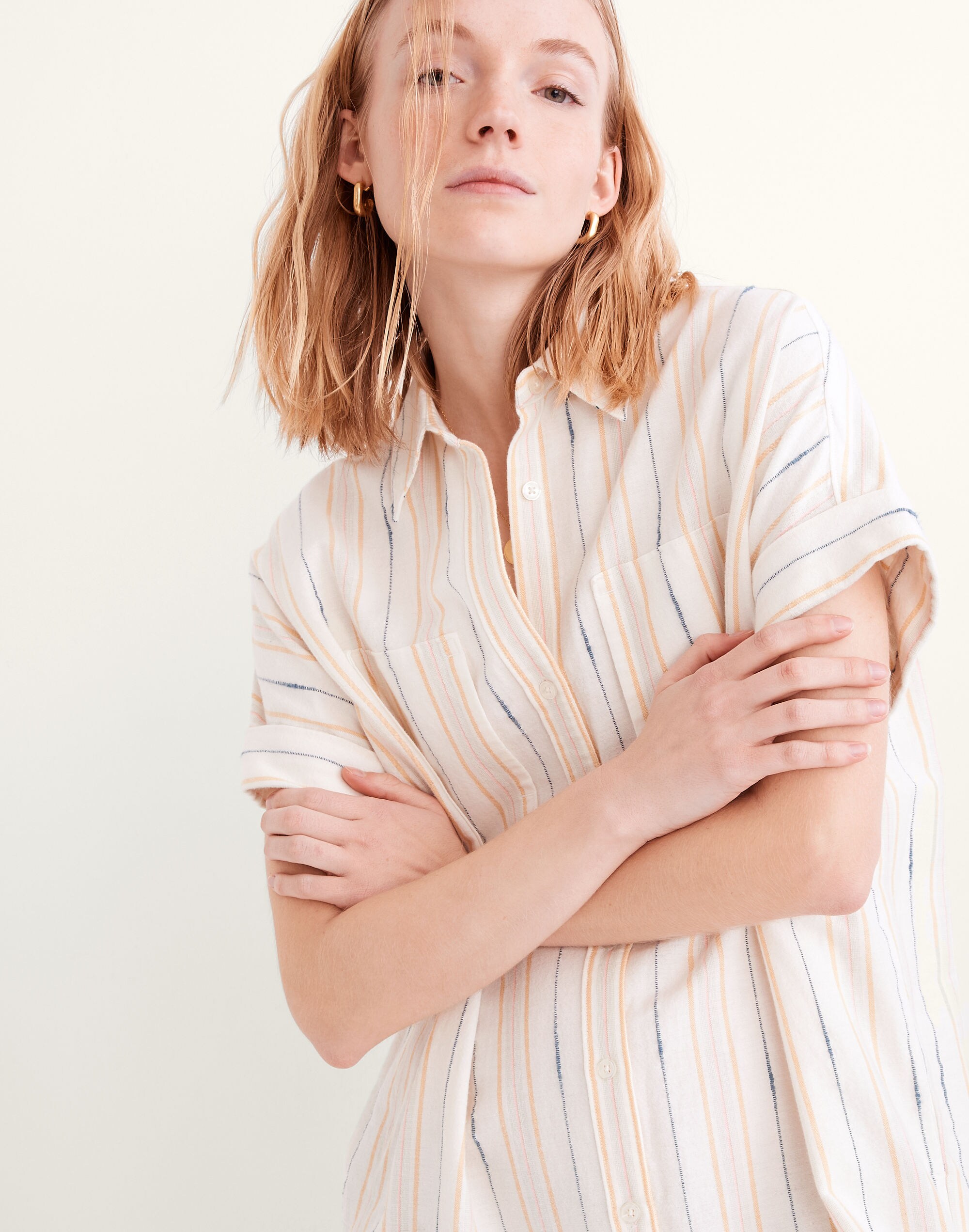 Oversized Midi Shirtdress in Ikat Stripe