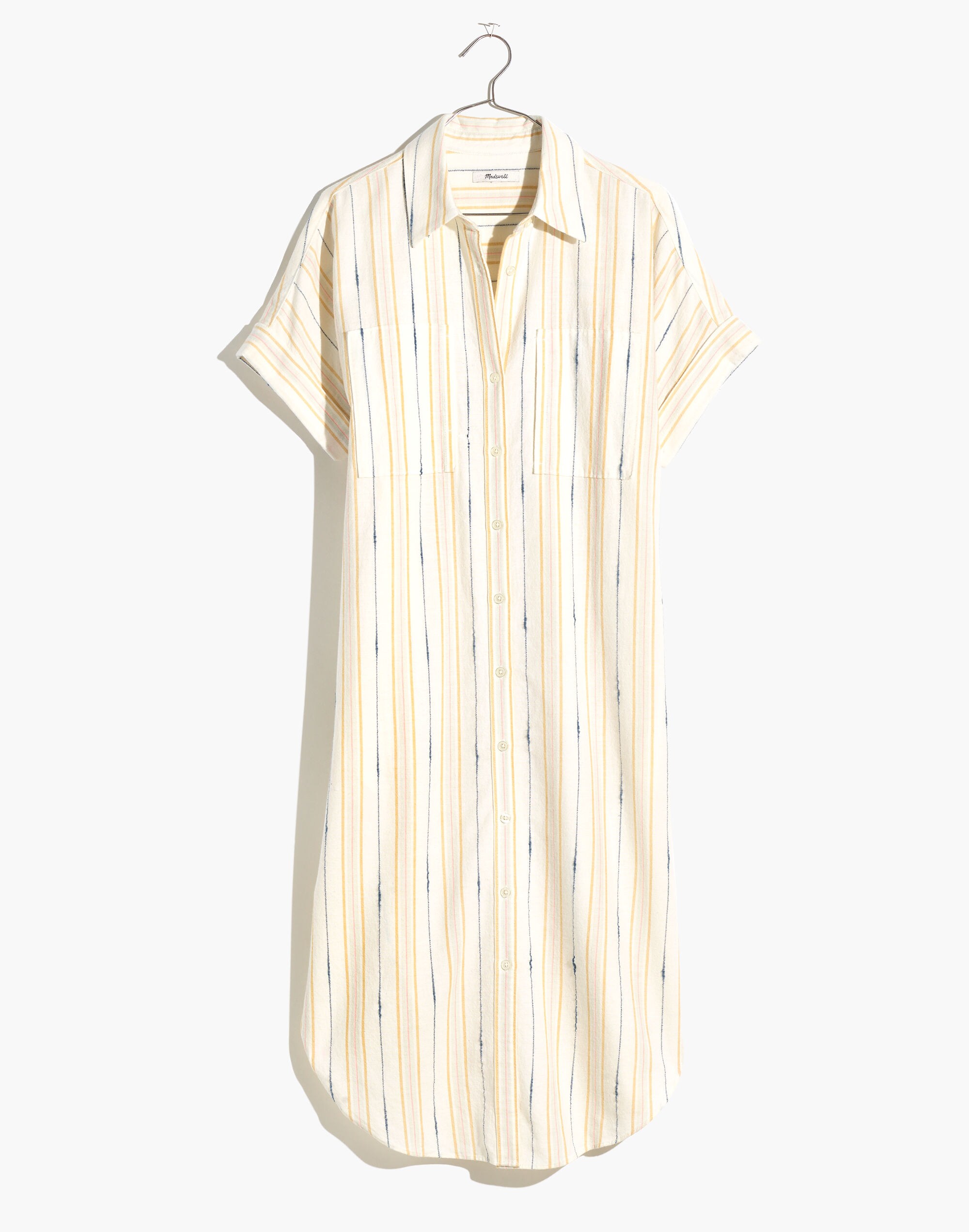 Oversized Midi Shirtdress in Ikat Stripe