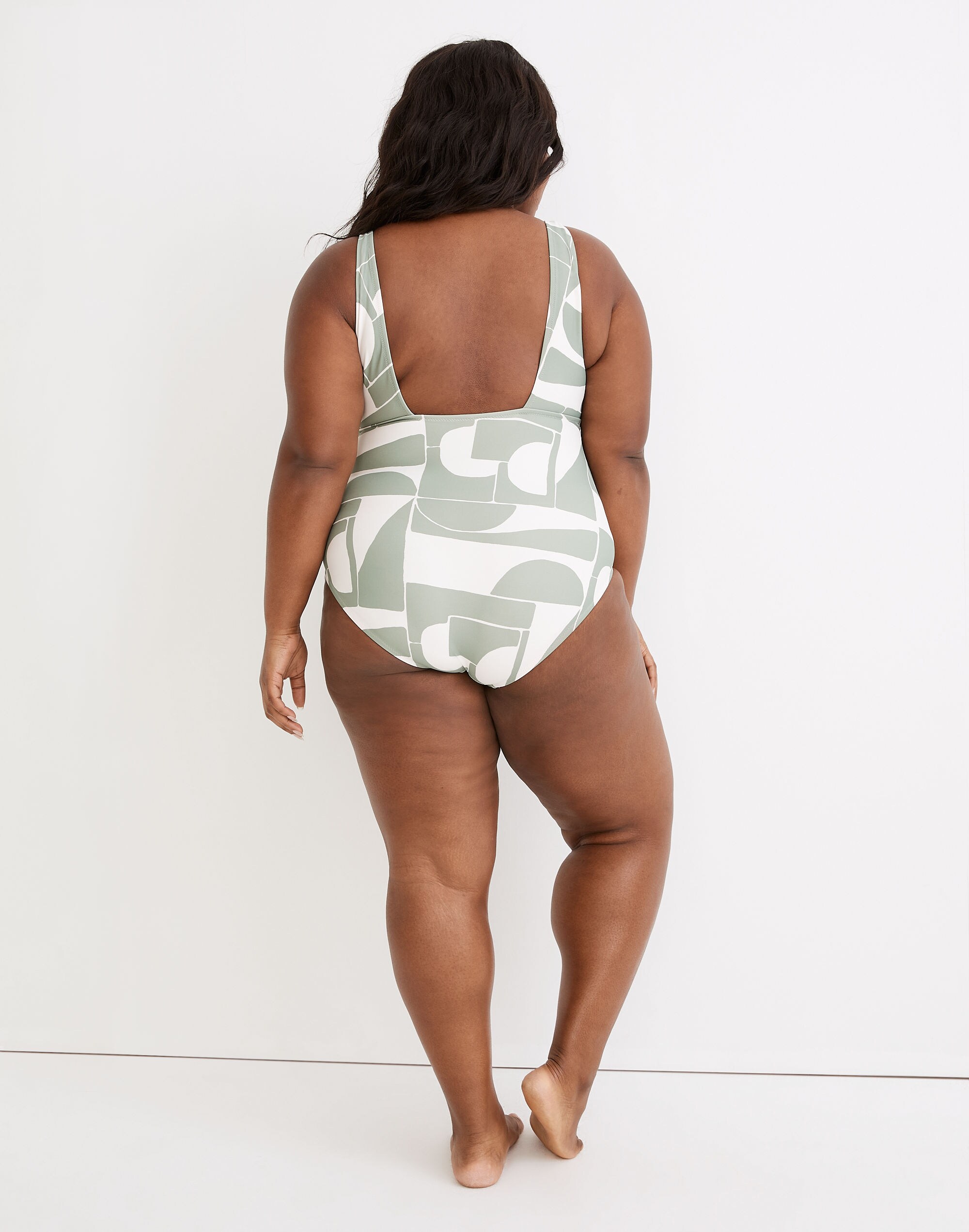 Plus Madewell Second Wave Square-Neck Tank One-Piece Swimsuit in Mod Shapes