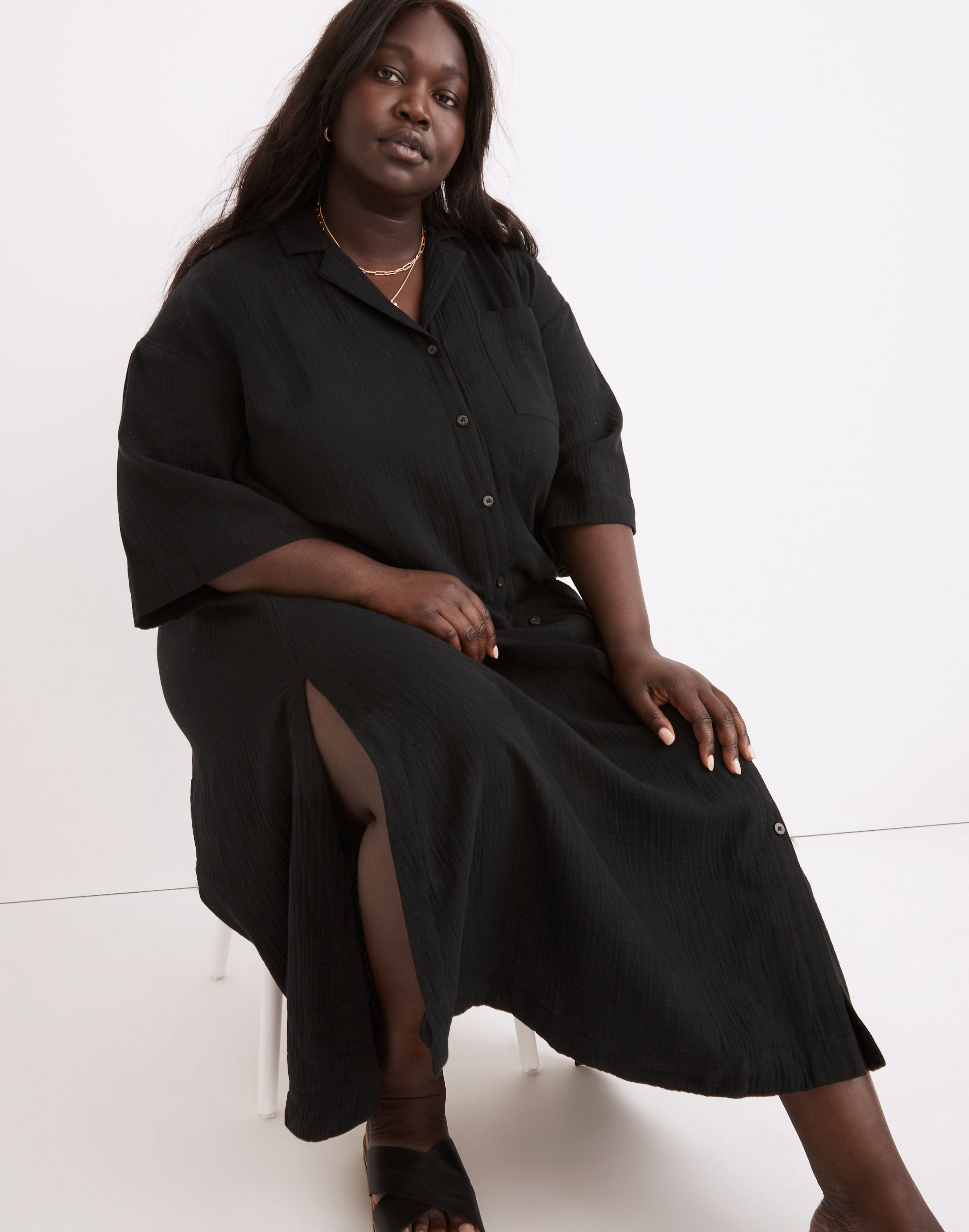 Plus Lightestspun Cover-Up Maxi Shirtdress