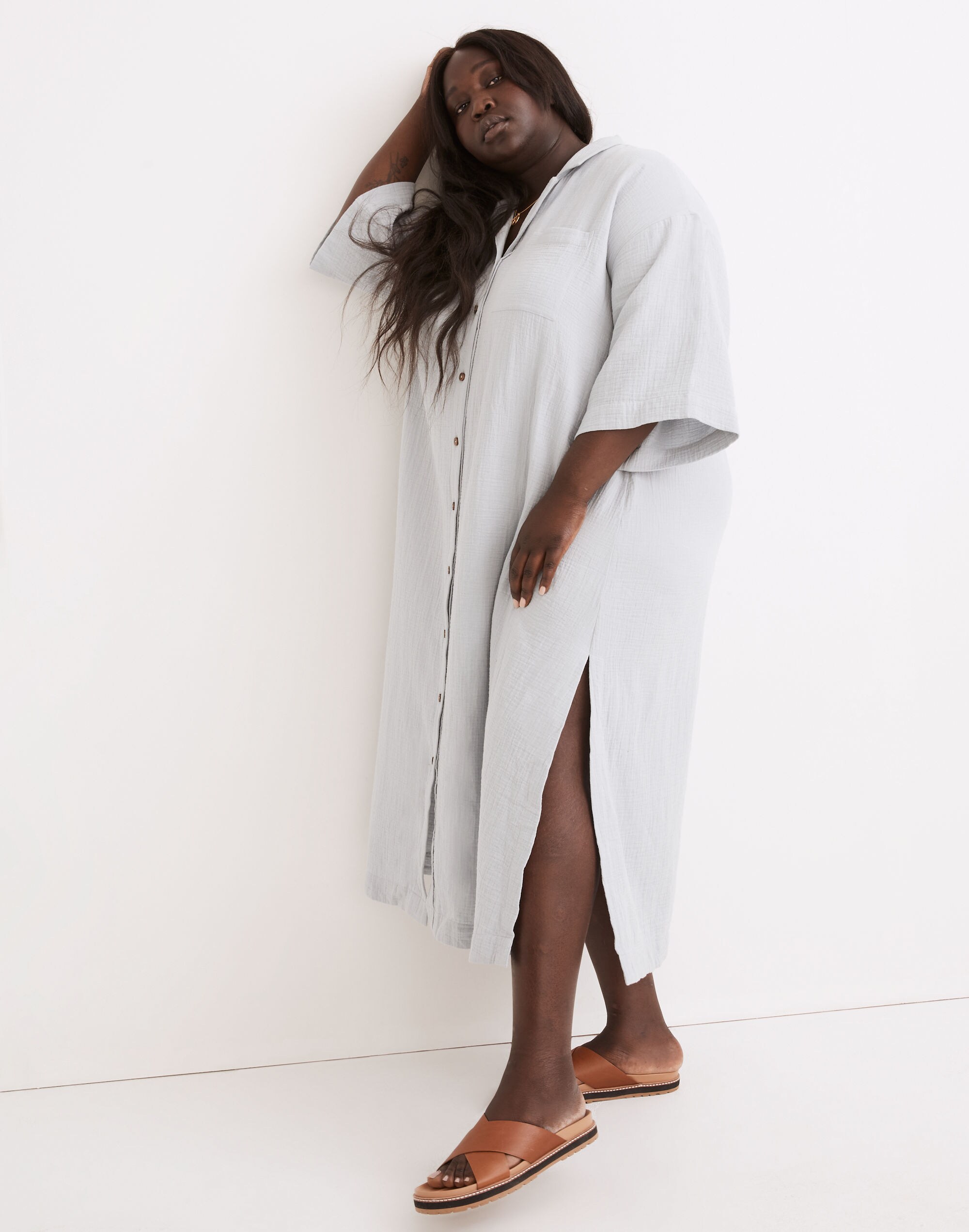 Plus Lightestspun Cover-Up Maxi Shirtdress