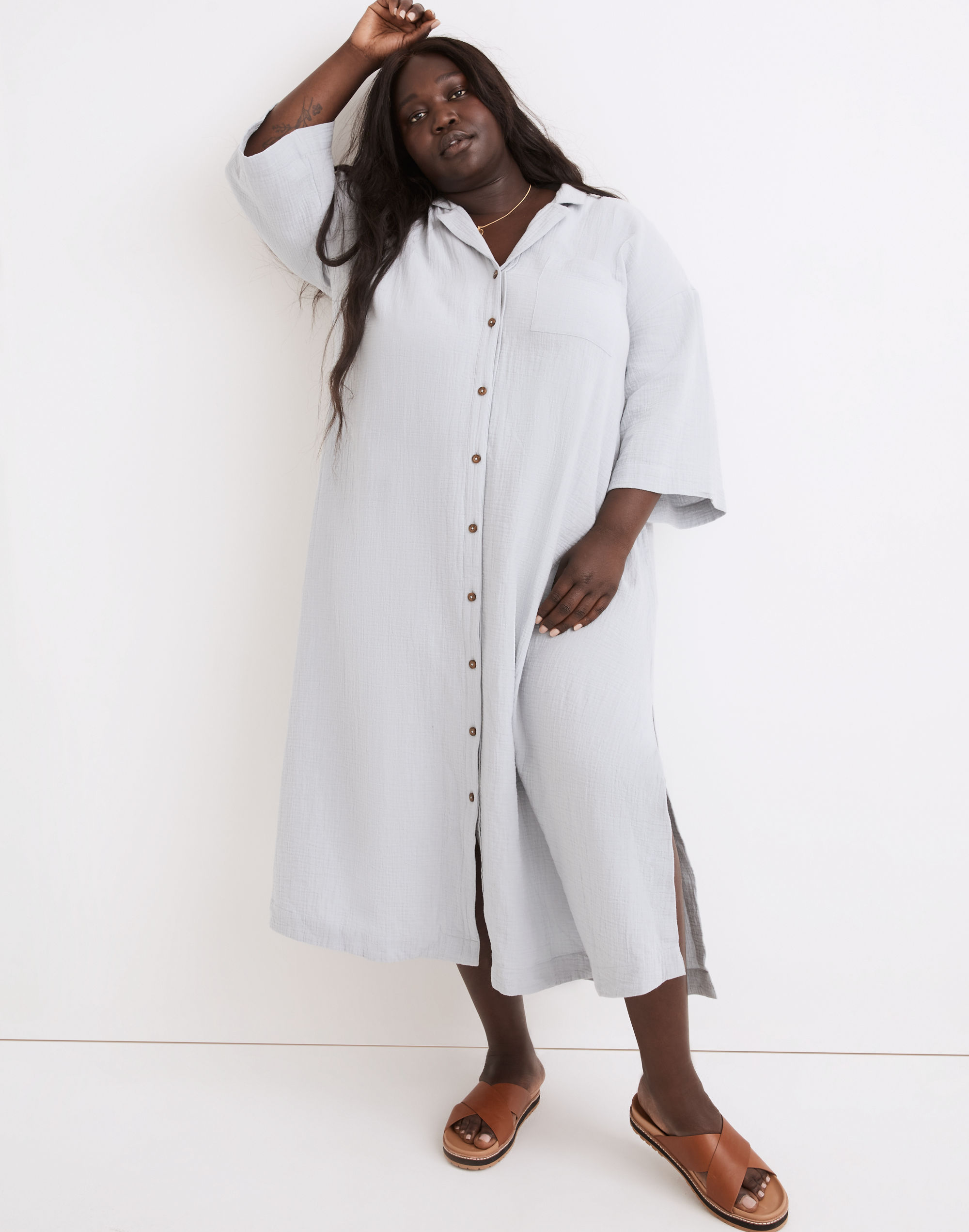 Plus Lightestspun Cover-Up Maxi Shirtdress