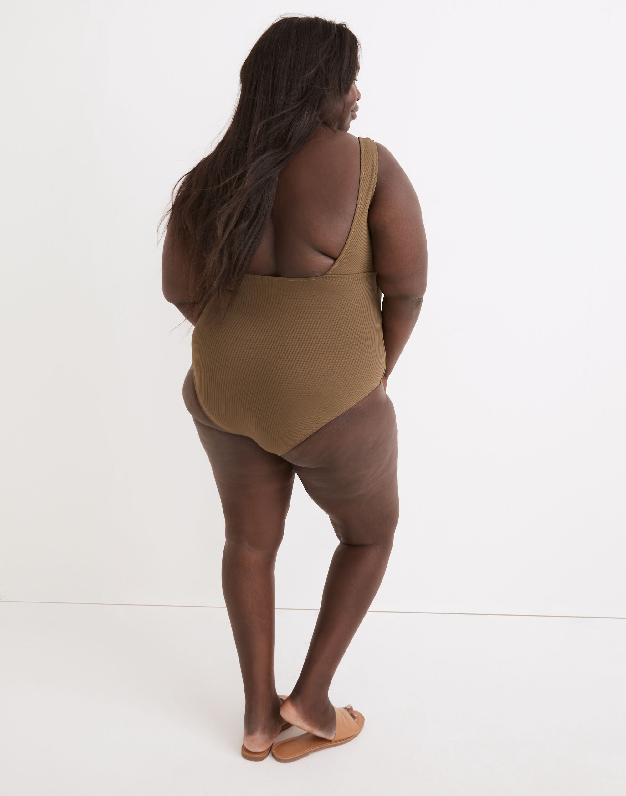 Plus Madewell Second Wave Ribbed Square-Neck Tank One-Piece Swimsuit