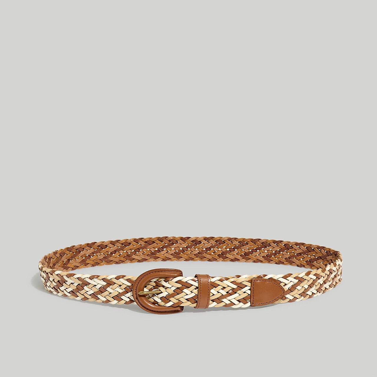 Mw Woven Leather Belt In Sepia Multi