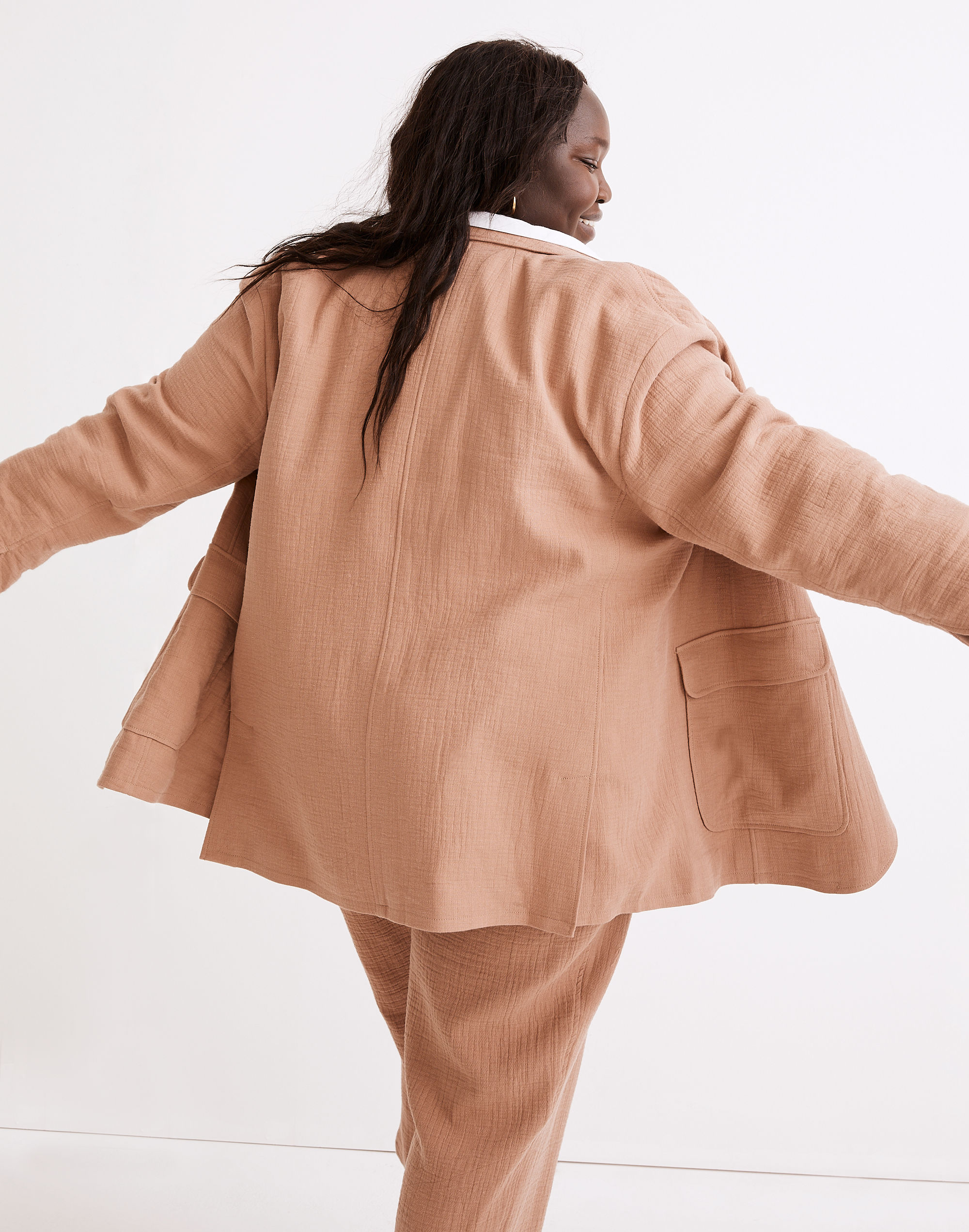 Plus Cotton-Linen Relaxed Larsen Blazer