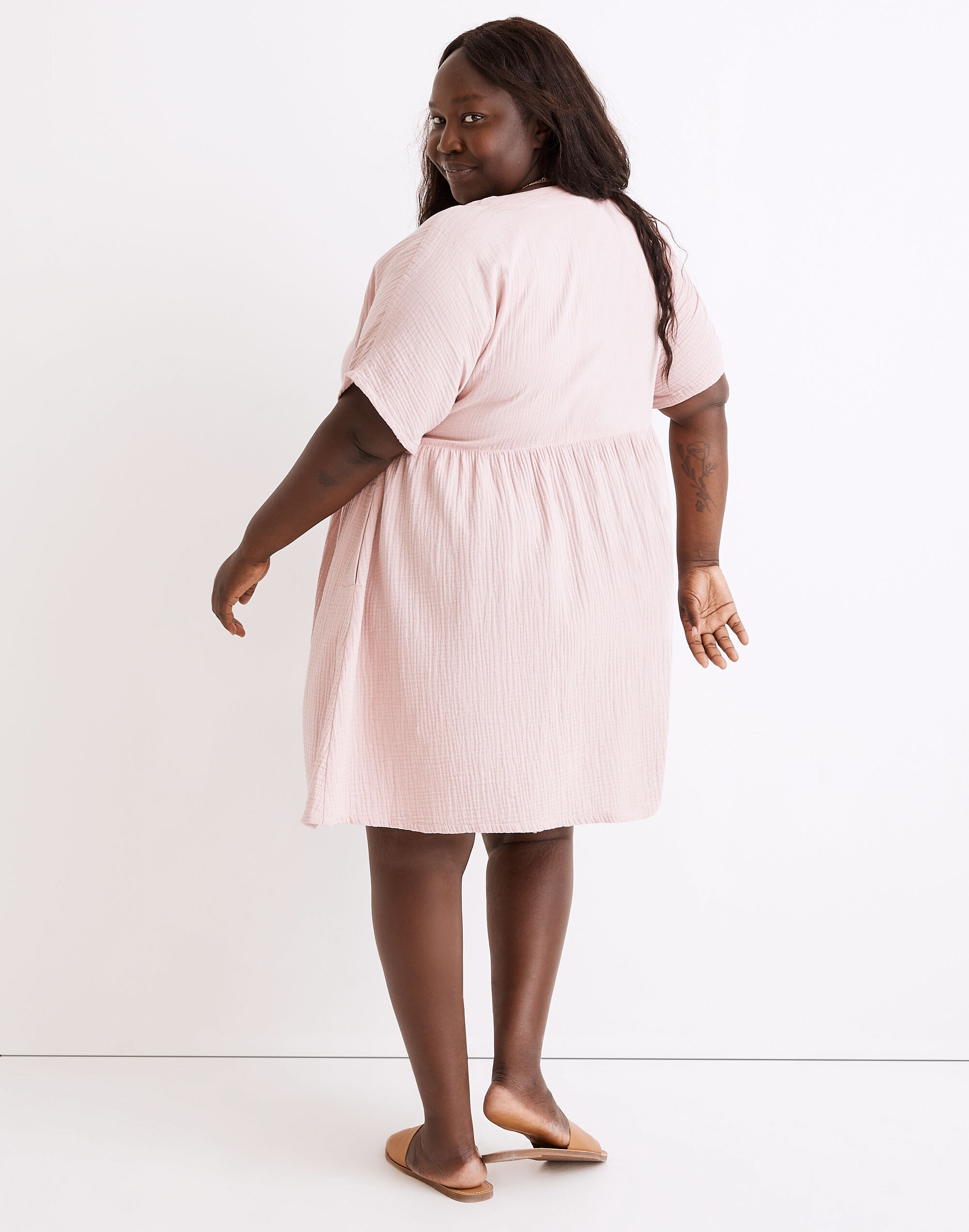 Plus Lightspun Button-Front Mini Dress