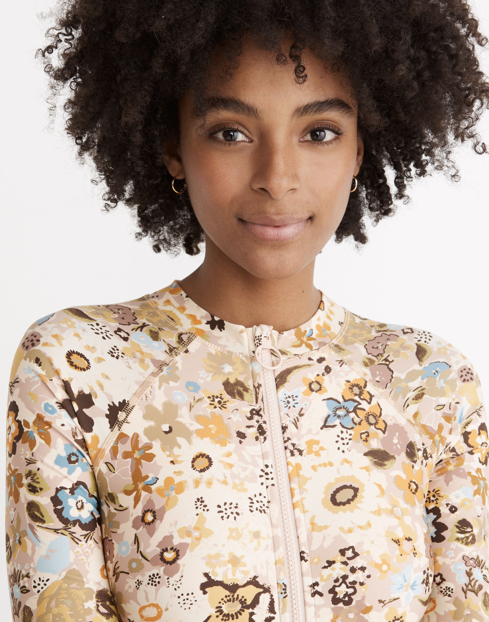 Madewell Second Wave Rash Guard One-Piece Swimsuit in Wildgarden