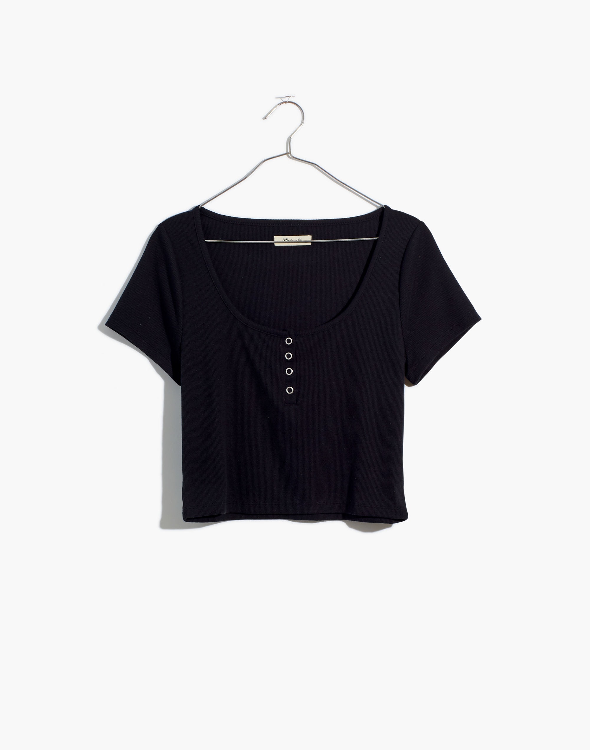 Ribbed Henley High-Crop Tee