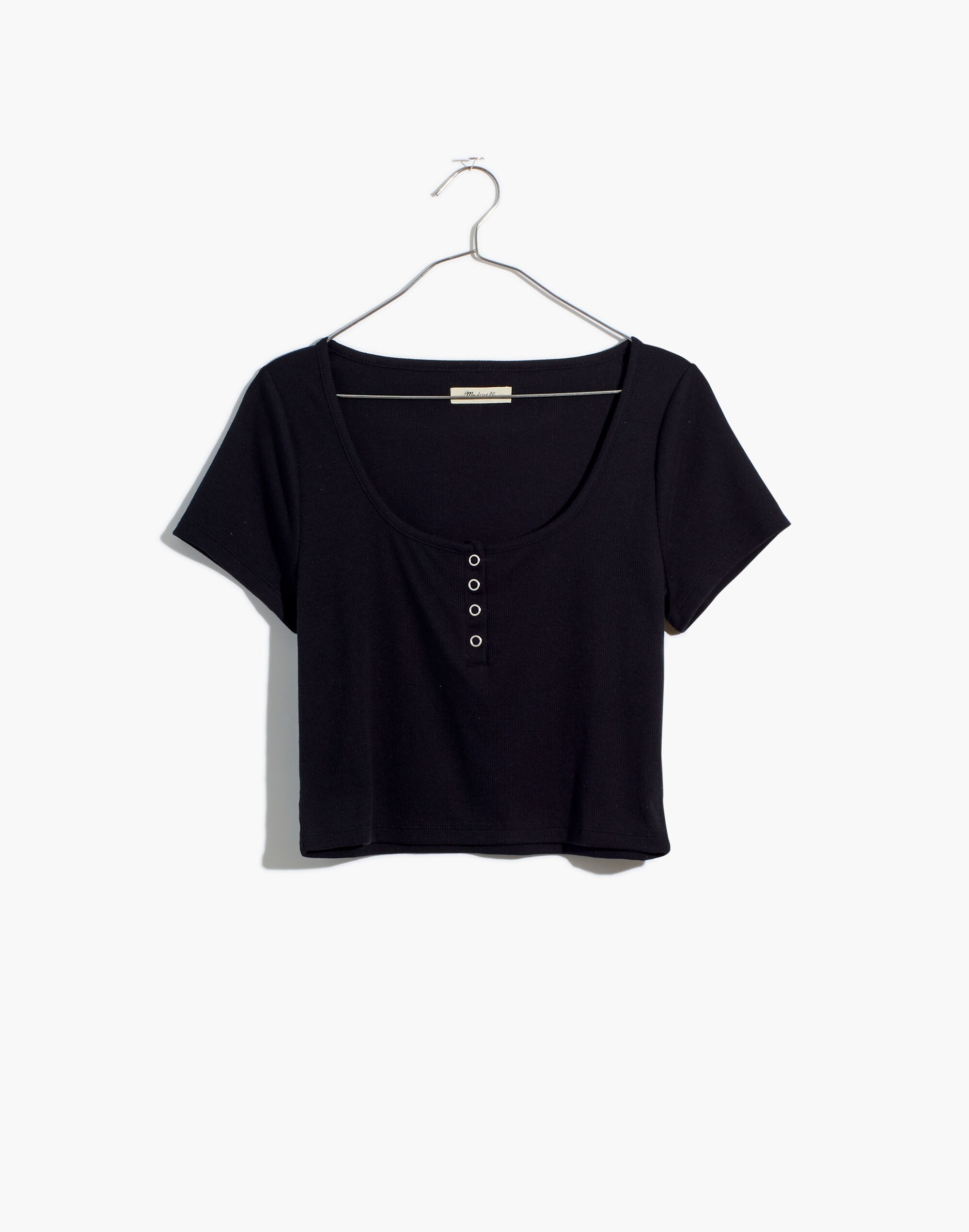ribbed henley high-crop tee