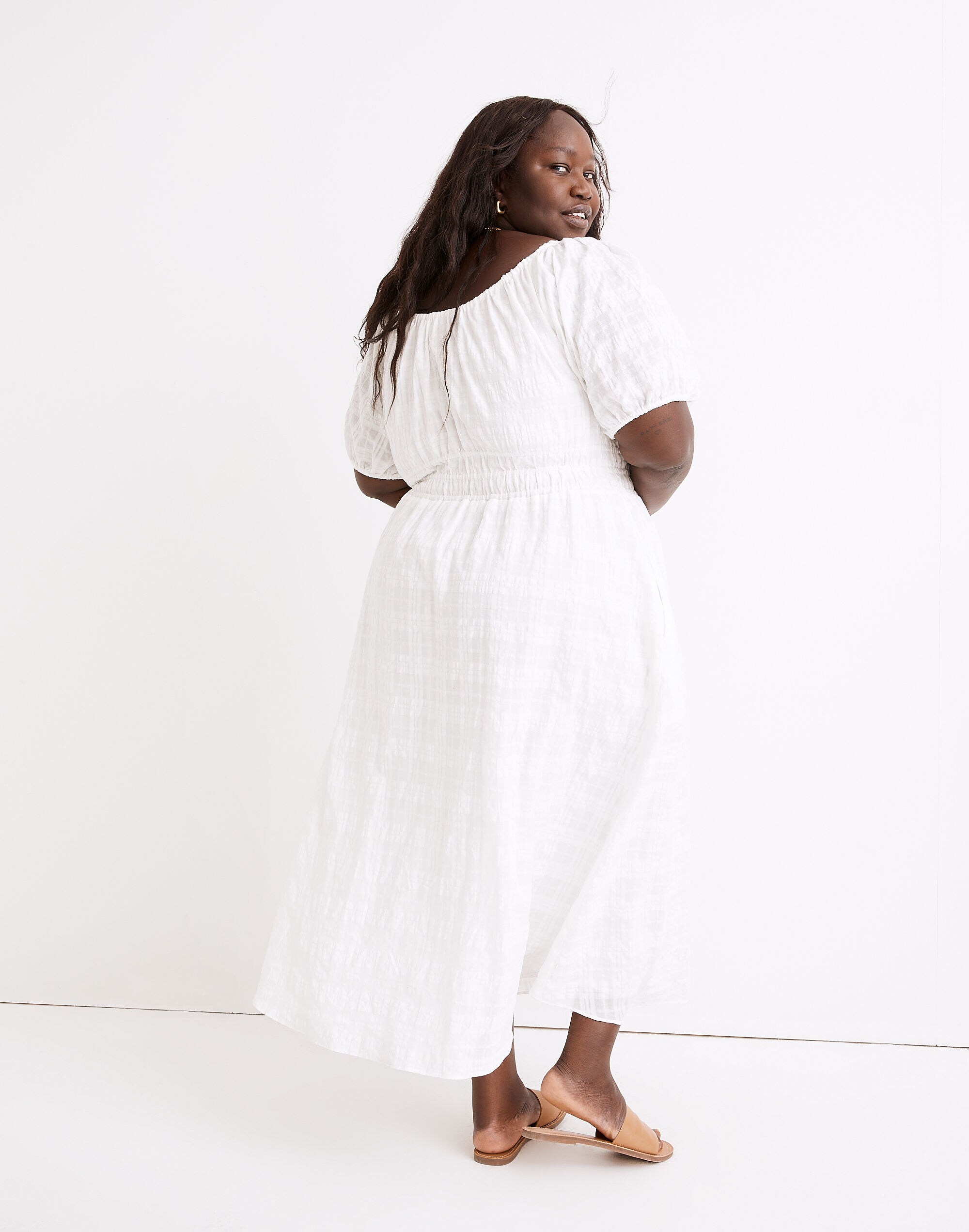 Plus Sophia Midi Dress in Seersucker Check