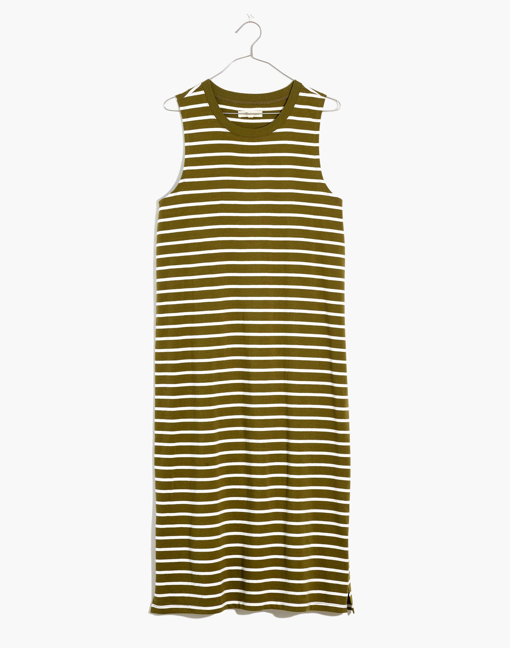Plus Organic Cotton Crewneck Tank Midi Dress in Stripe