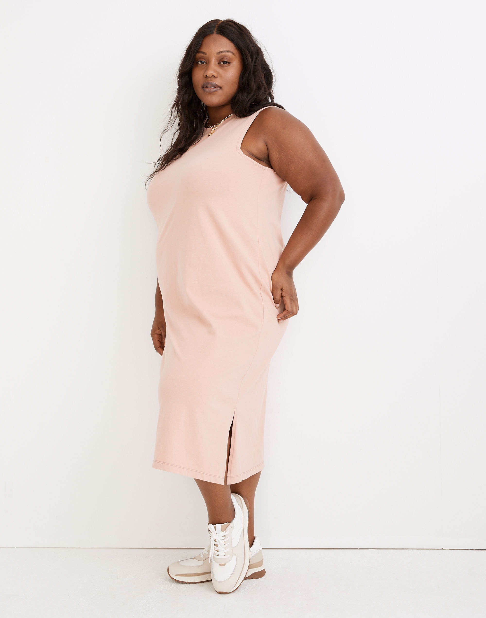 Plus Organic Cotton Crewneck Tank Midi Dress