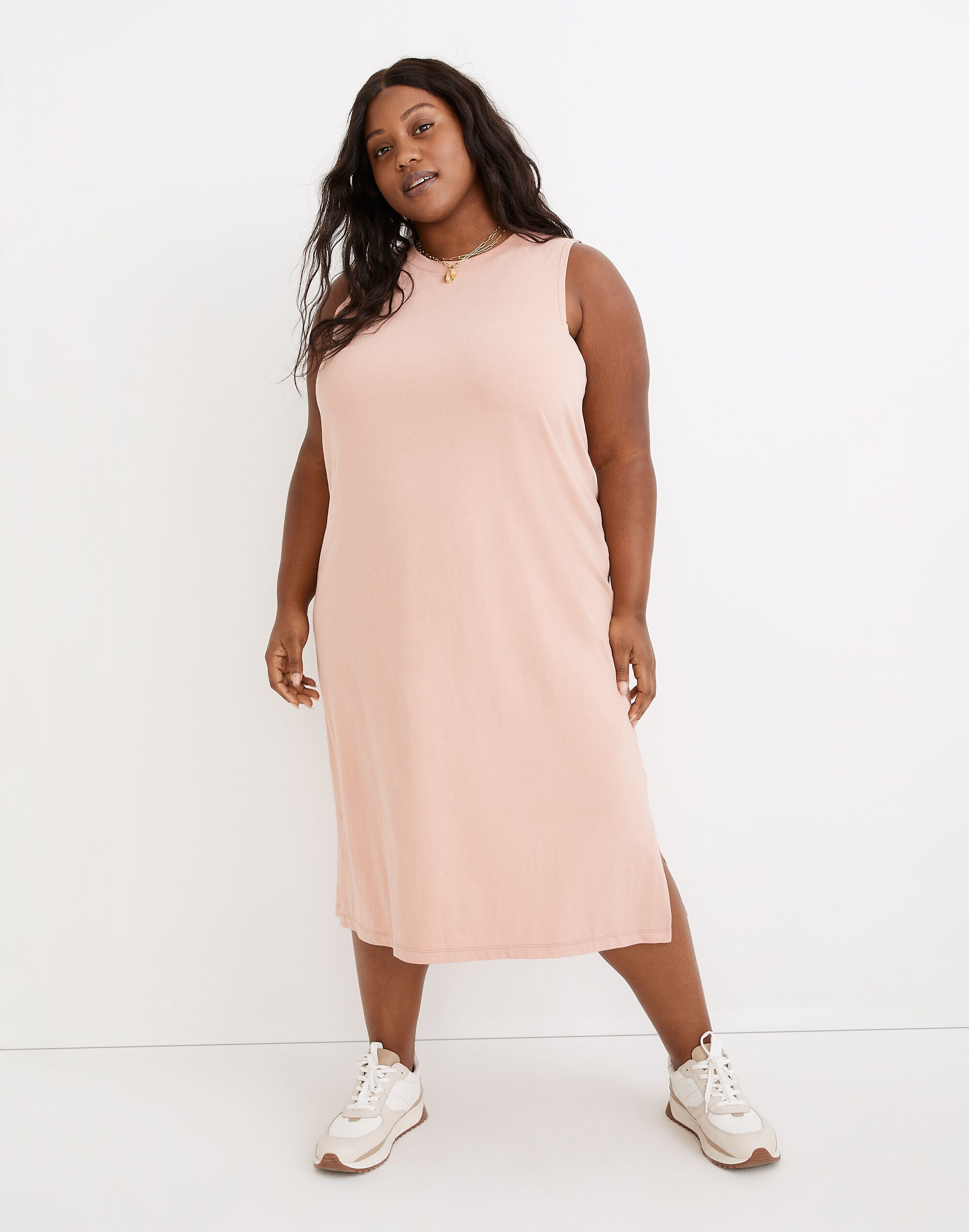 Plus Organic Cotton Crewneck Tank Midi Dress
