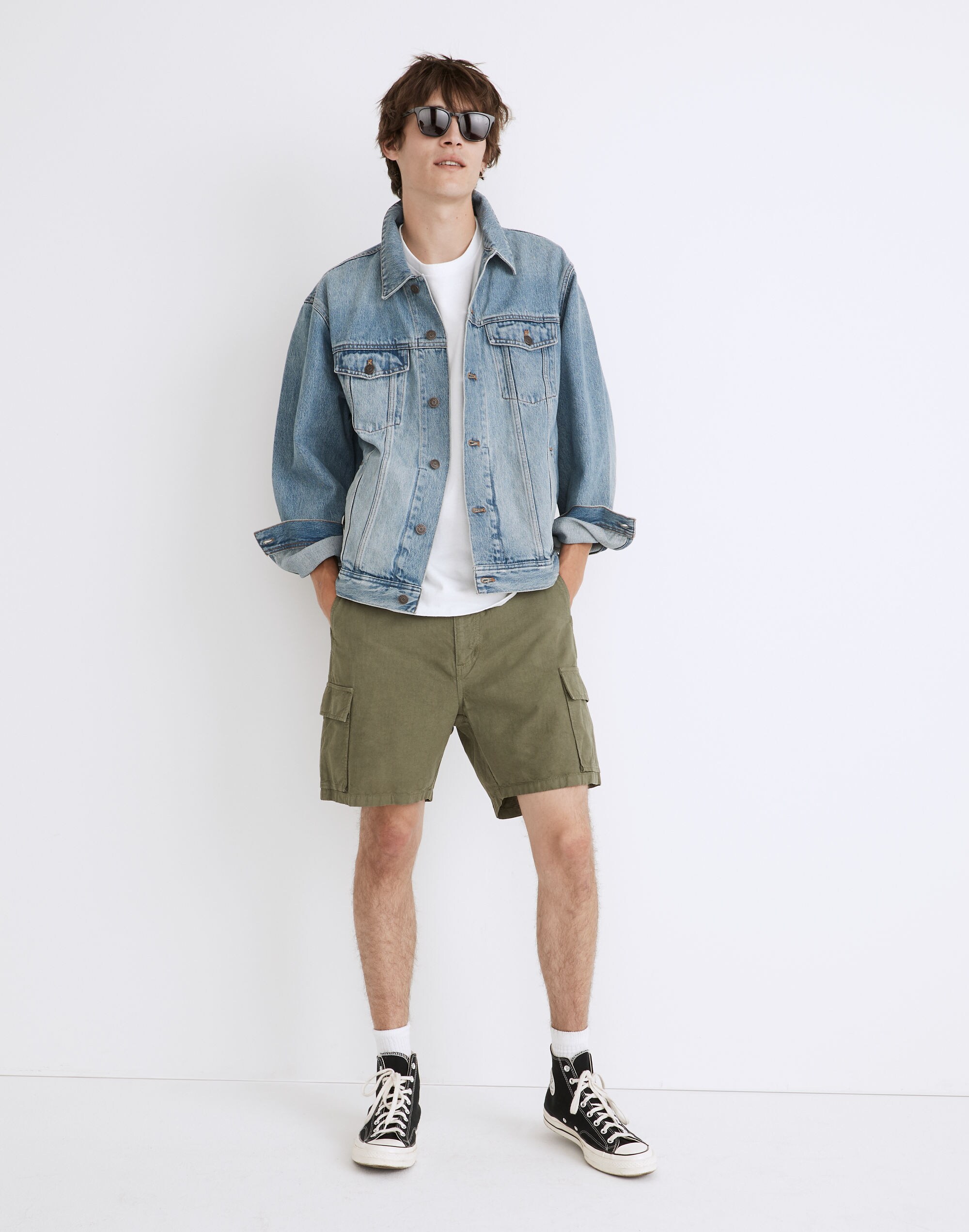 6 1/2" Garment-Dyed Hybrid Cargo Shorts