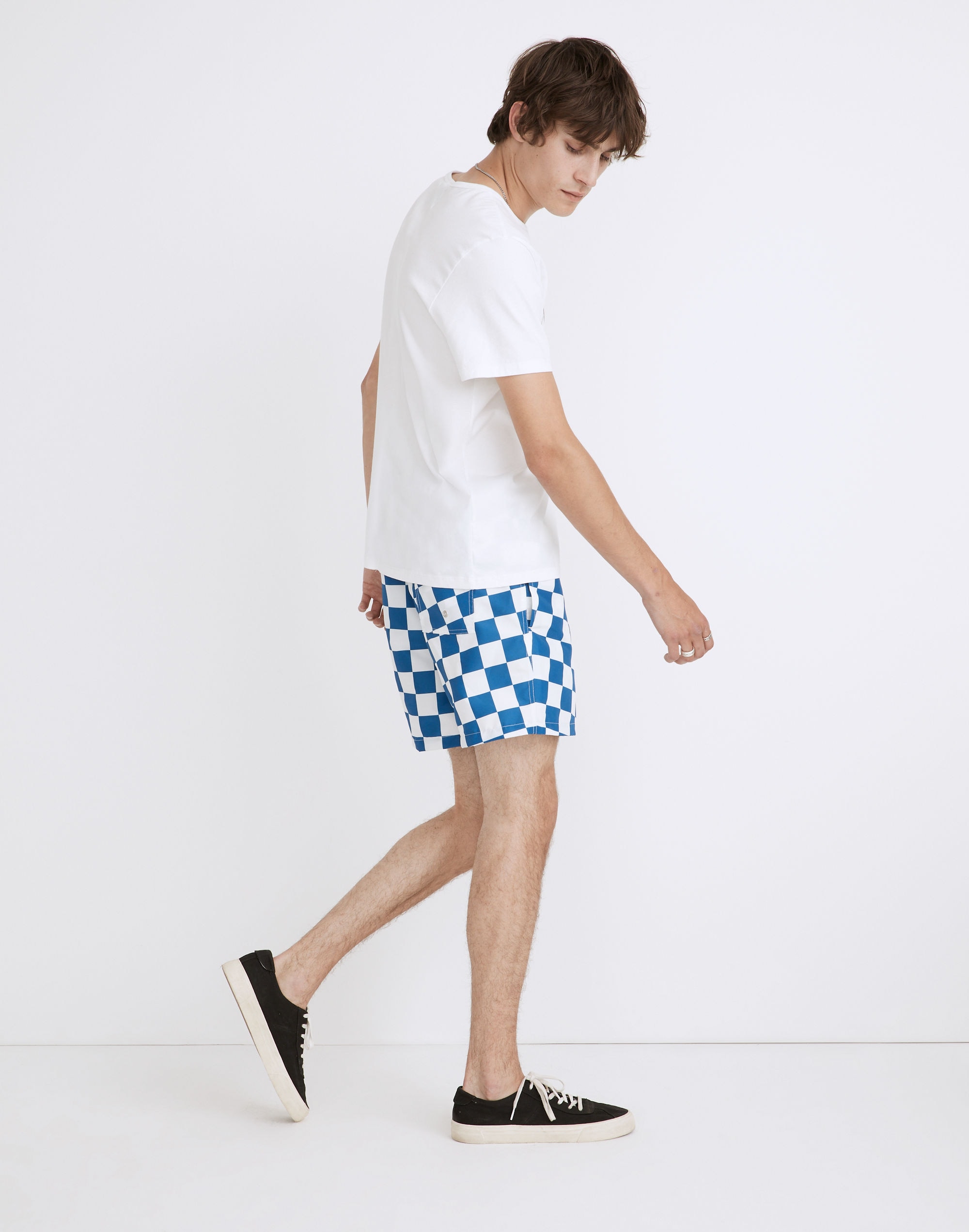 Bather Swim Trunks in Blue Checkerboard