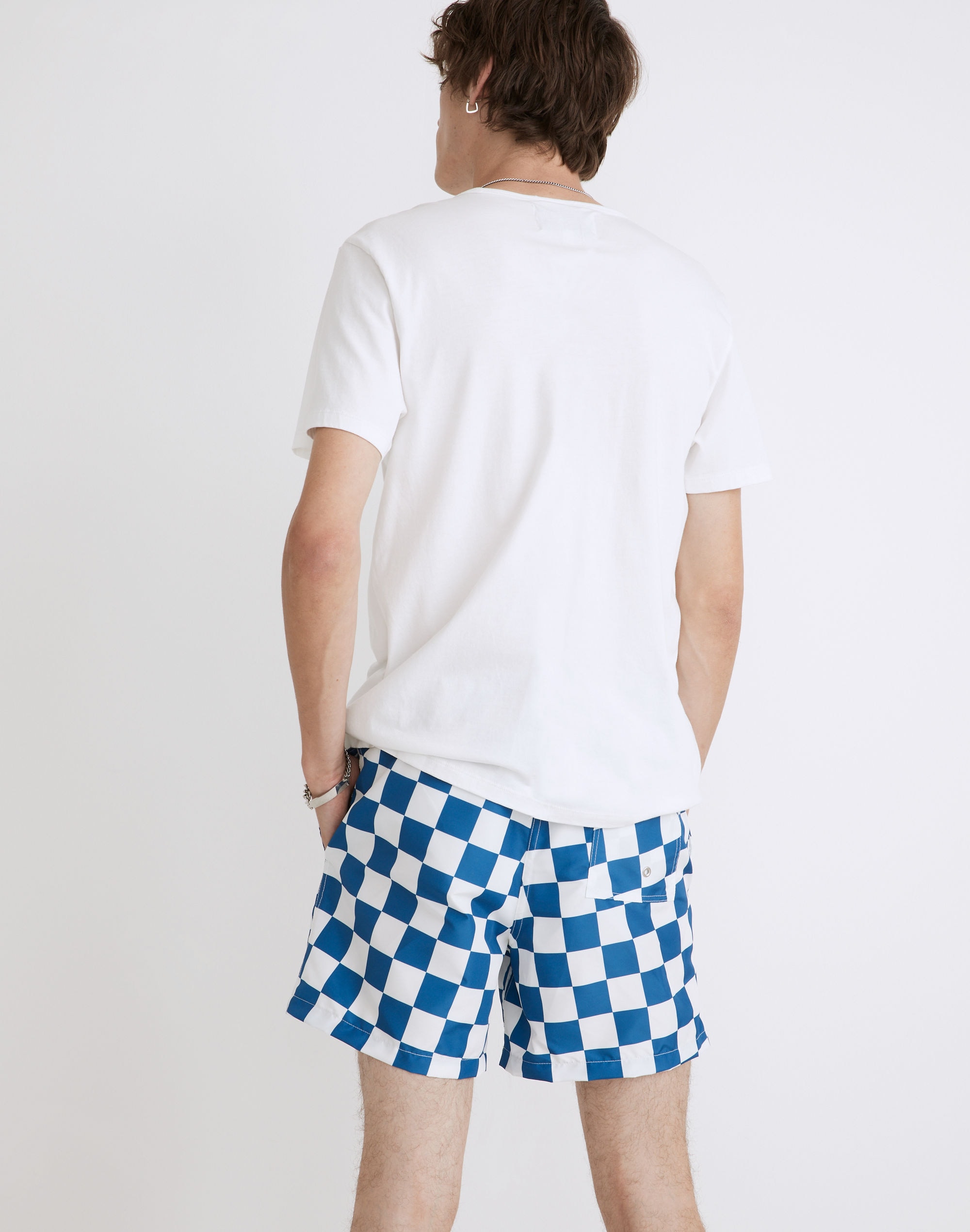 Bather Swim Trunks in Blue Checkerboard