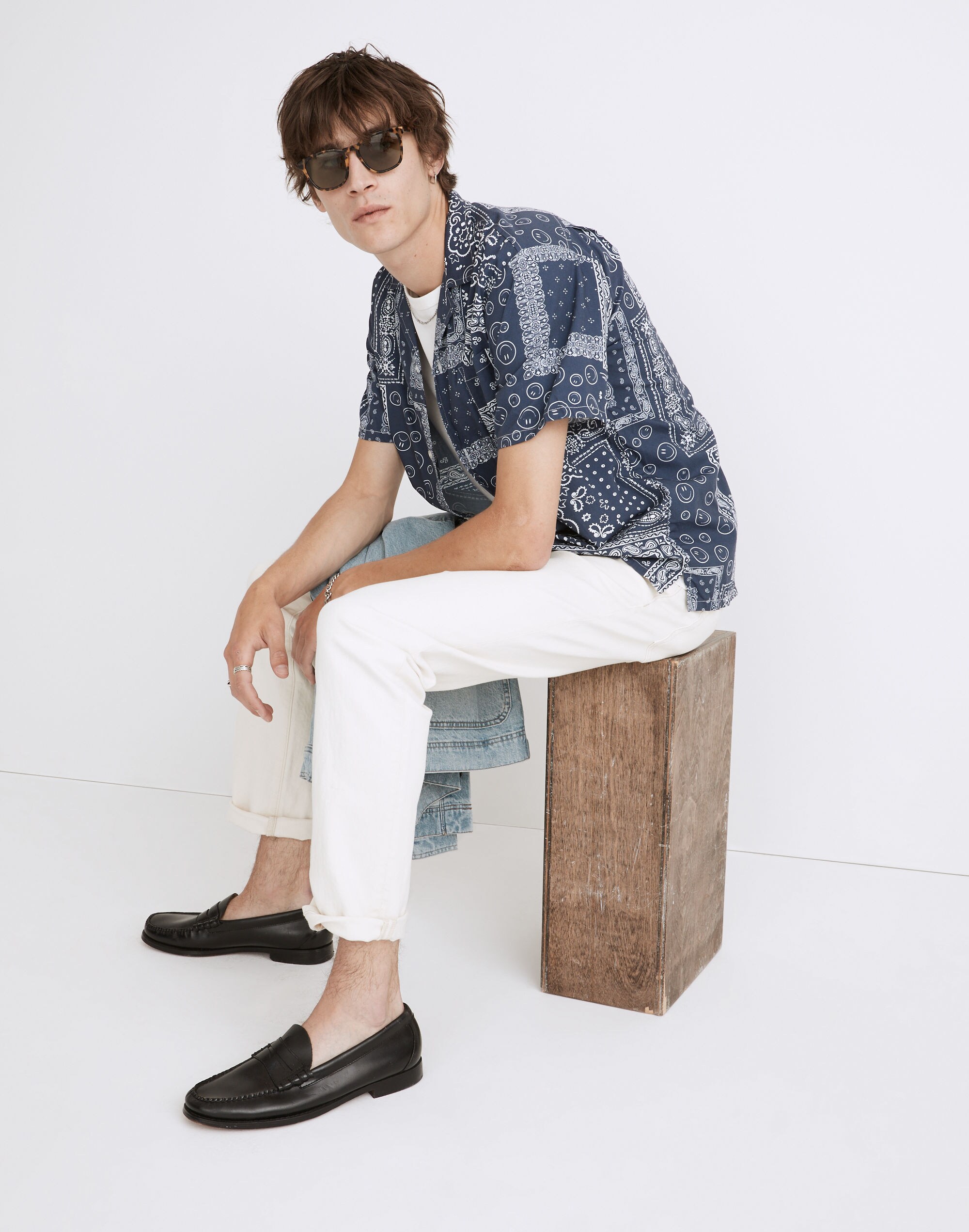 Bather Camp Shirt in Navy Bandana