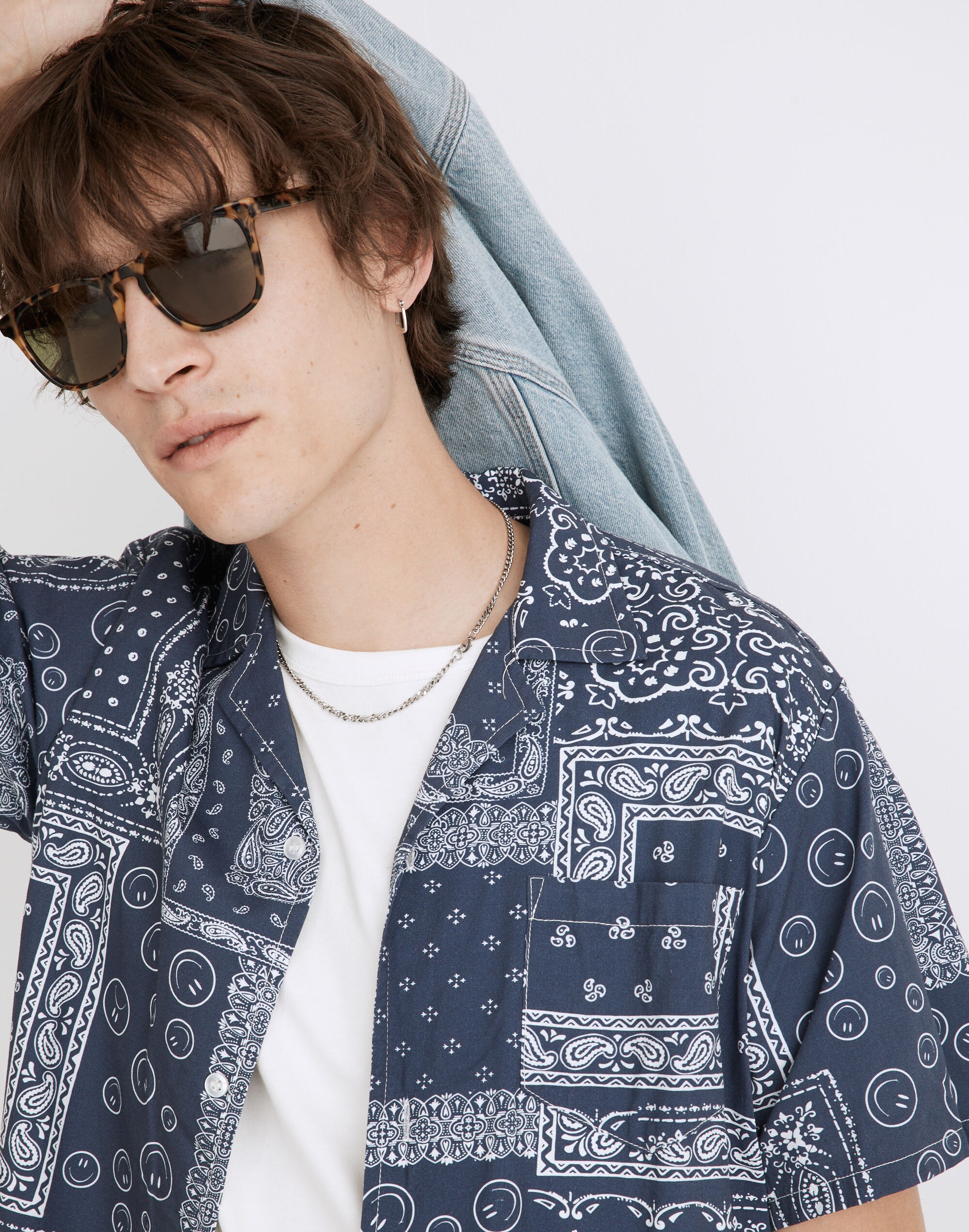 Bather Camp Shirt in Navy Bandana