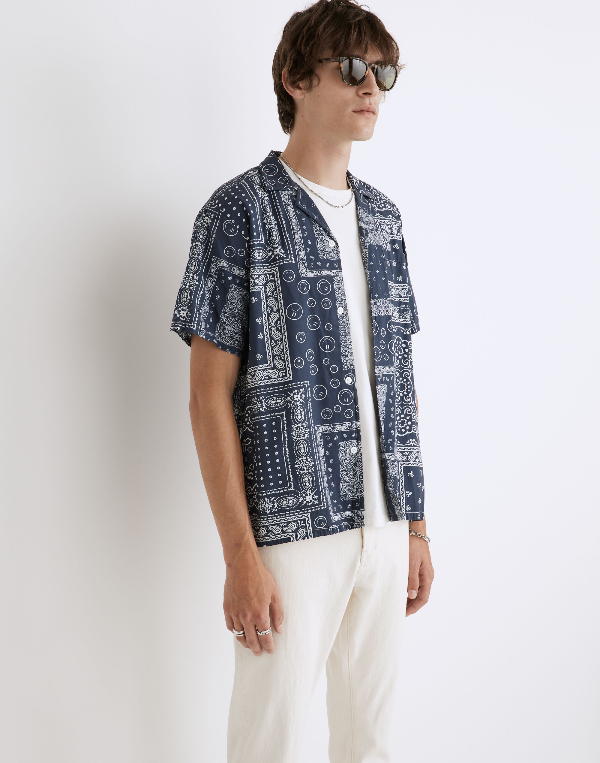 Bather Camp Shirt in Navy Bandana