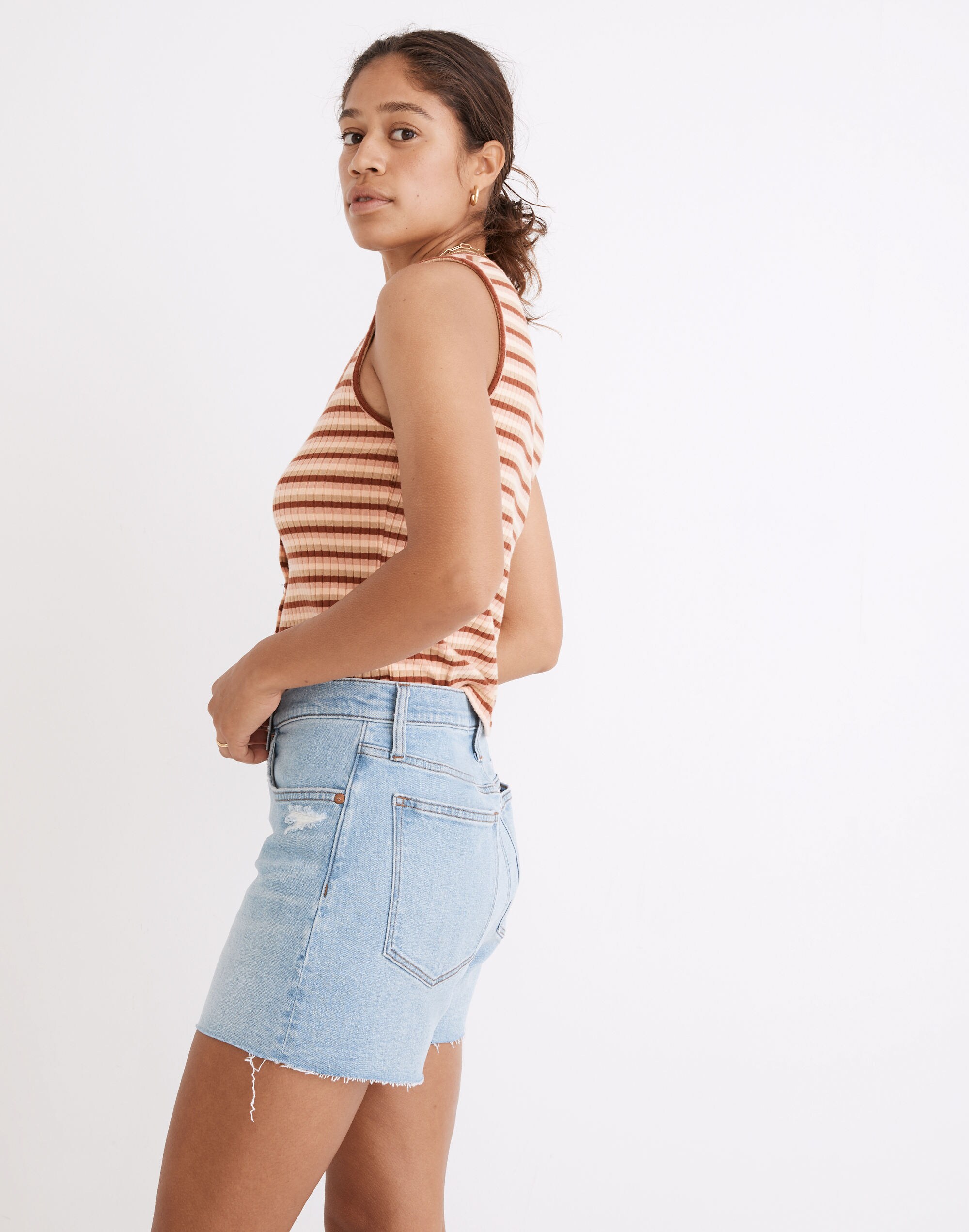 High-Rise Denim Shorts in Littleton Wash