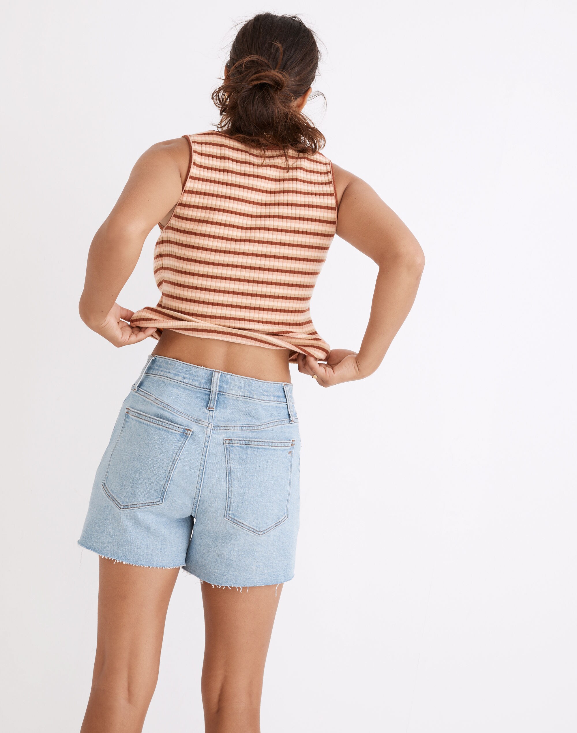 High-Rise Denim Shorts in Littleton Wash