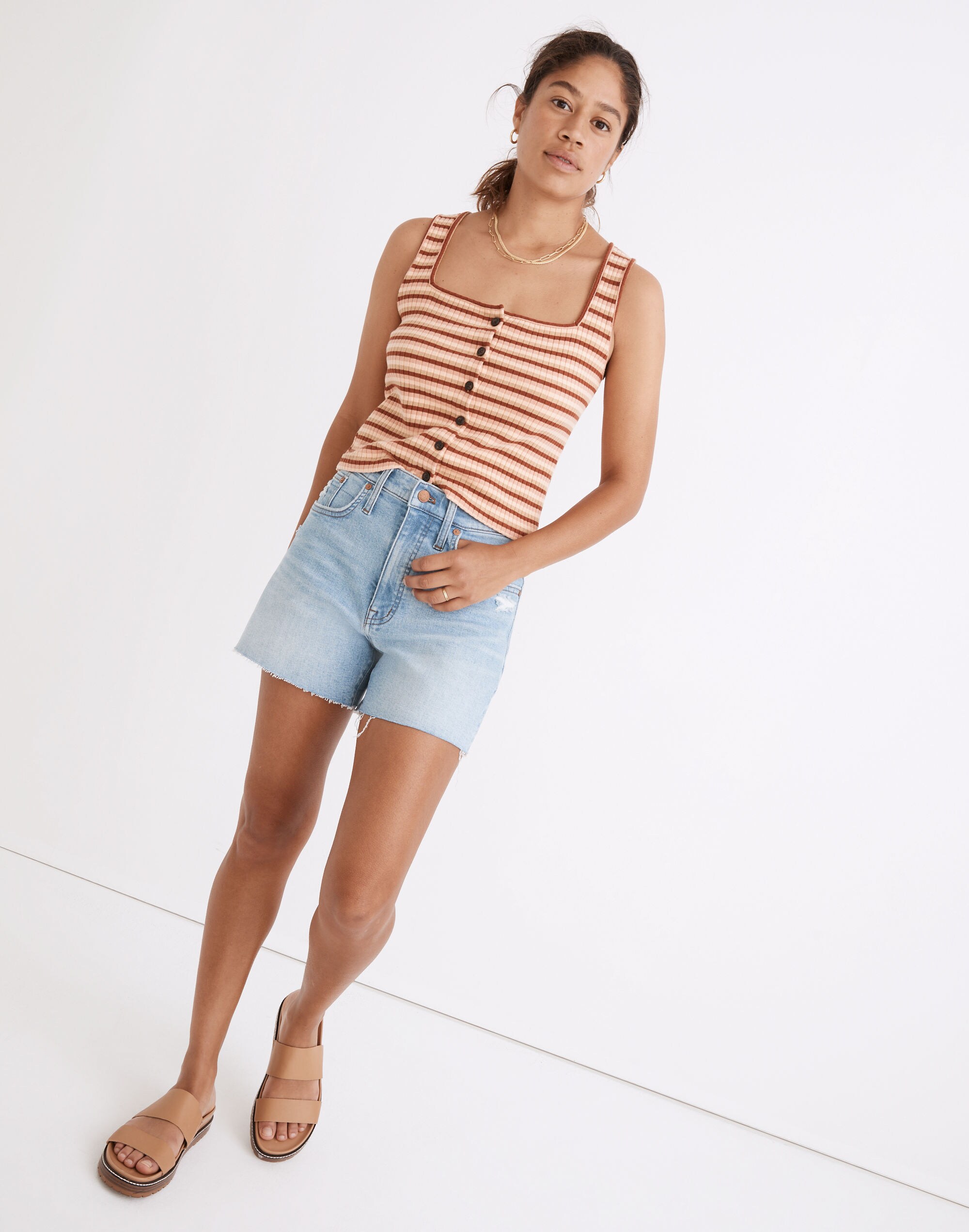 High-Rise Denim Shorts in Littleton Wash