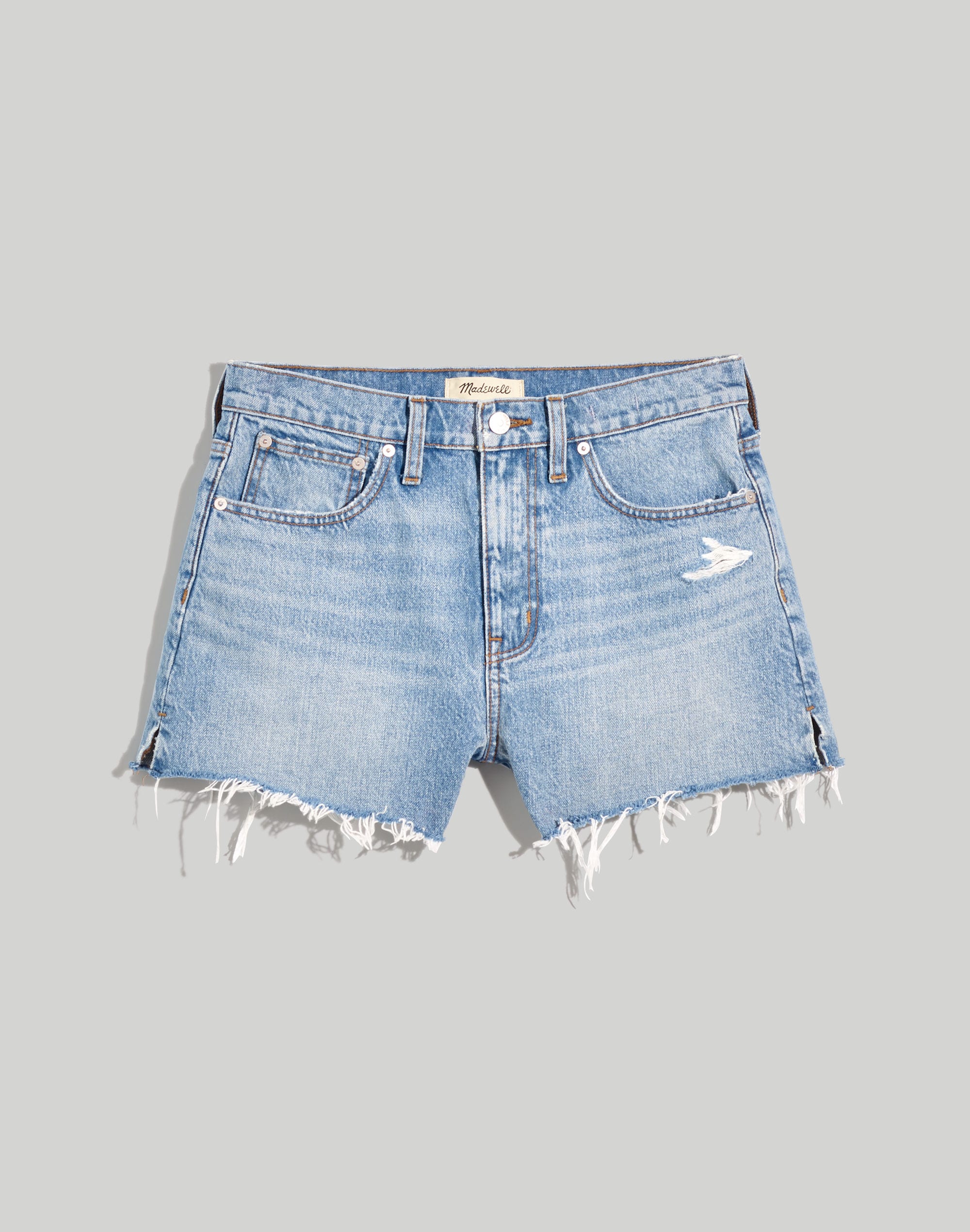 Relaxed Denim Shorts in Madera Wash: Side-Slit Edition