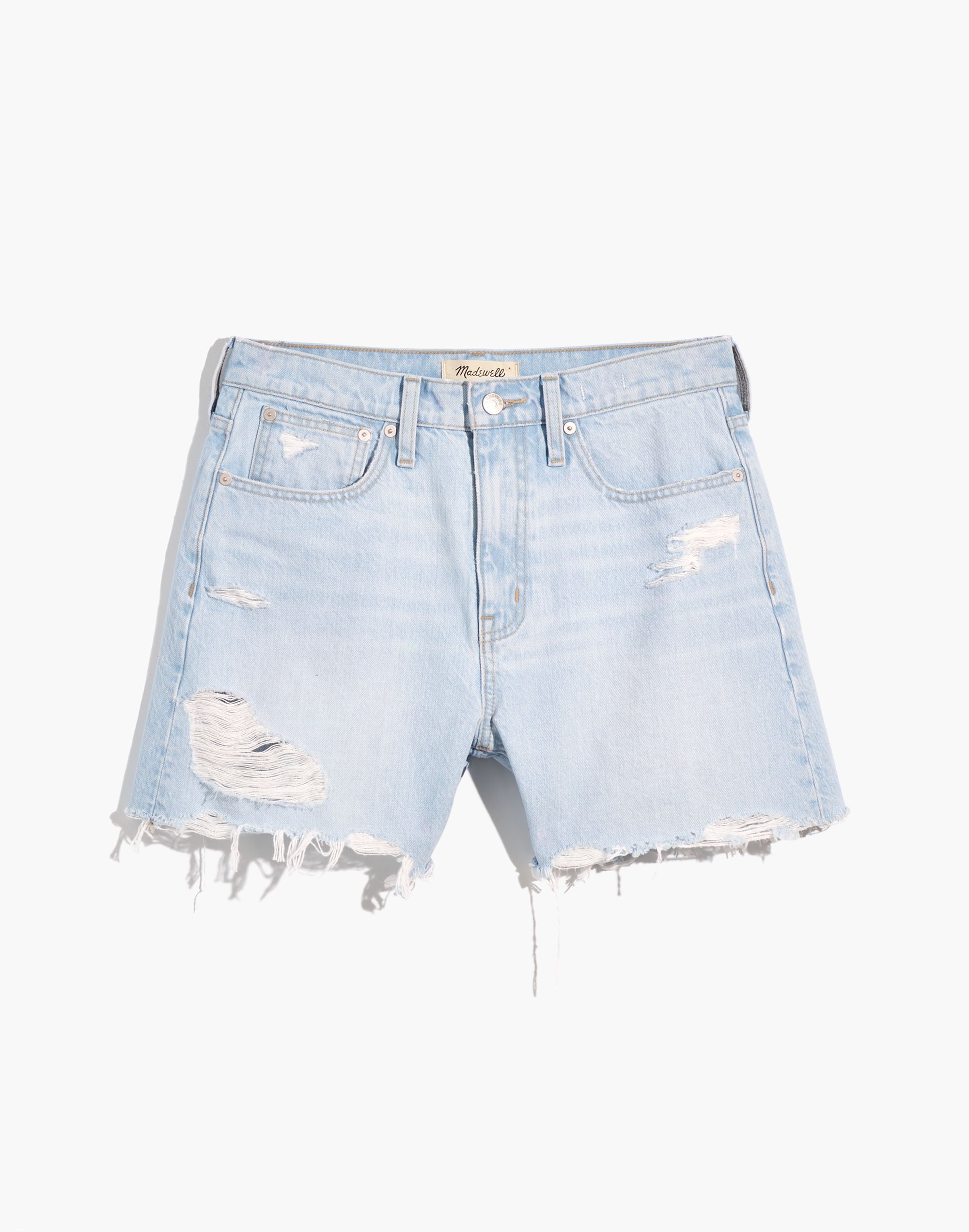 Relaxed Mid-Length Denim Shorts in Arnham Wash: Destructed Edition