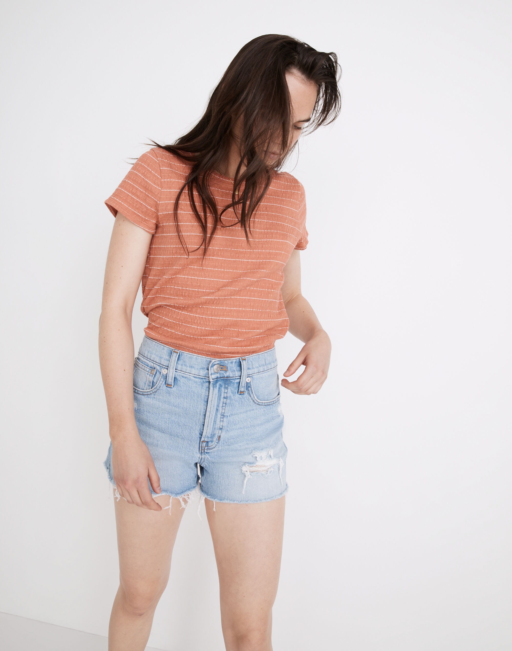 The Perfect Jean Short in Fiore Wash: Destroyed Edition