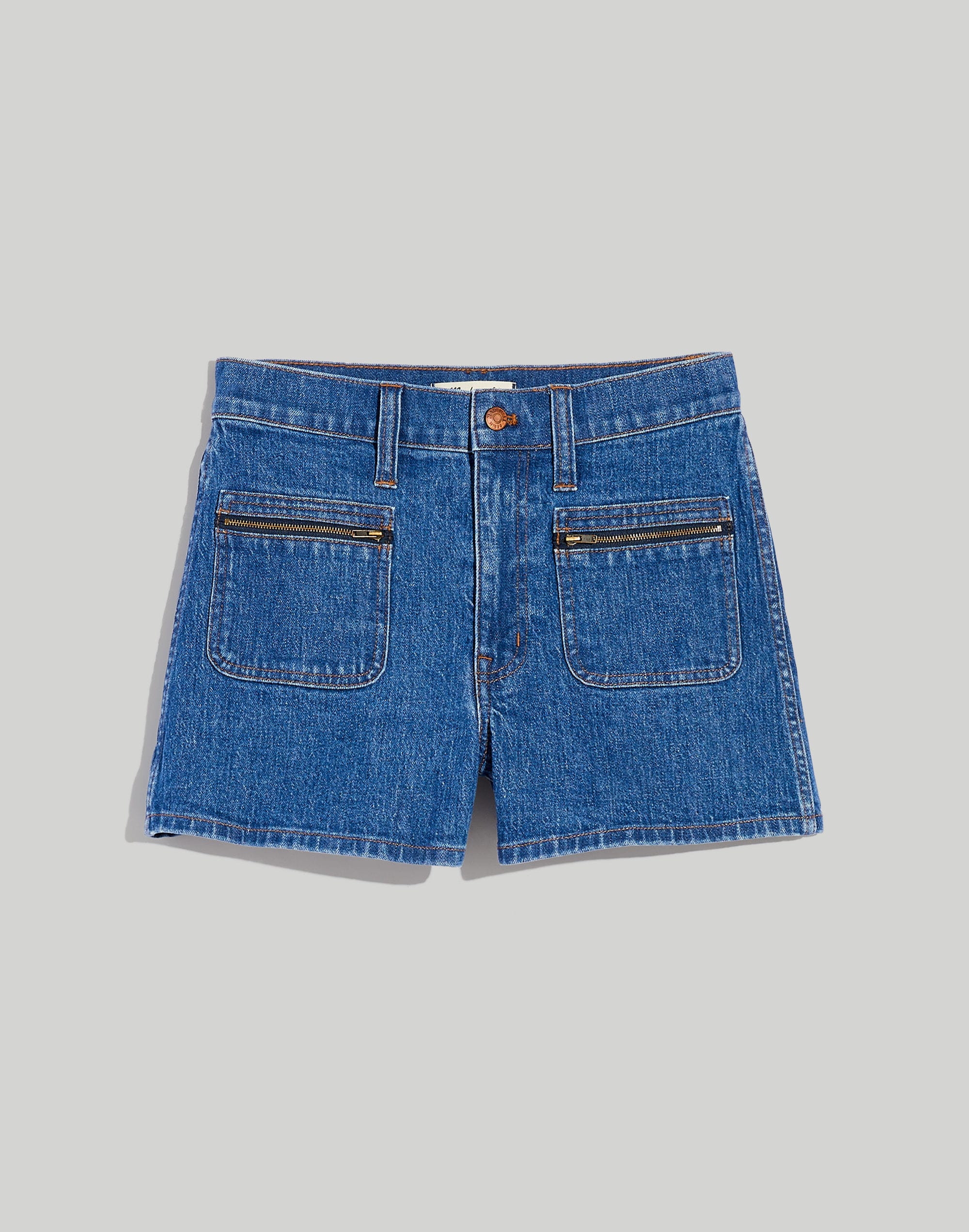 Denim Zip-Pocket Shorts
