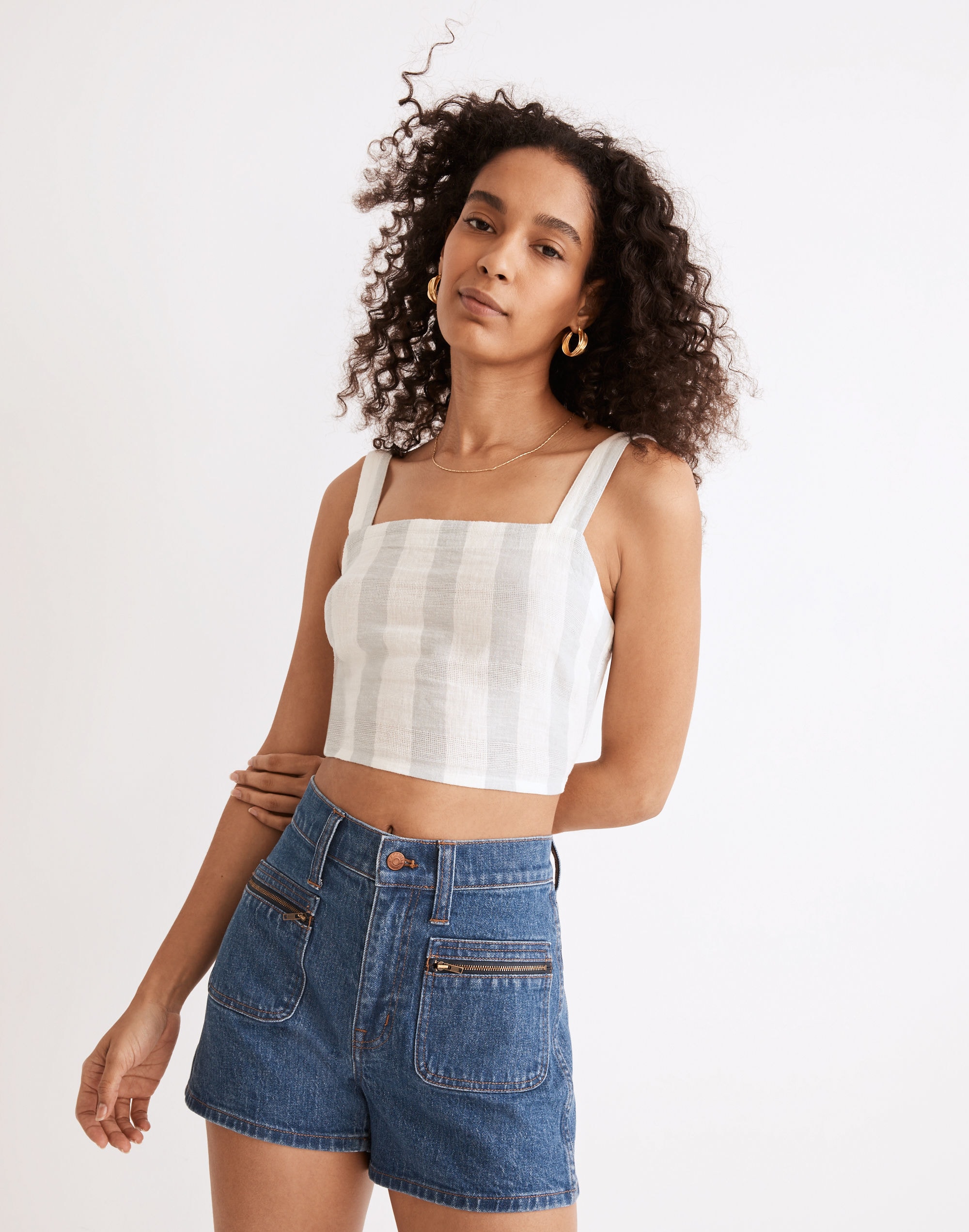 Denim Zip-Pocket Shorts