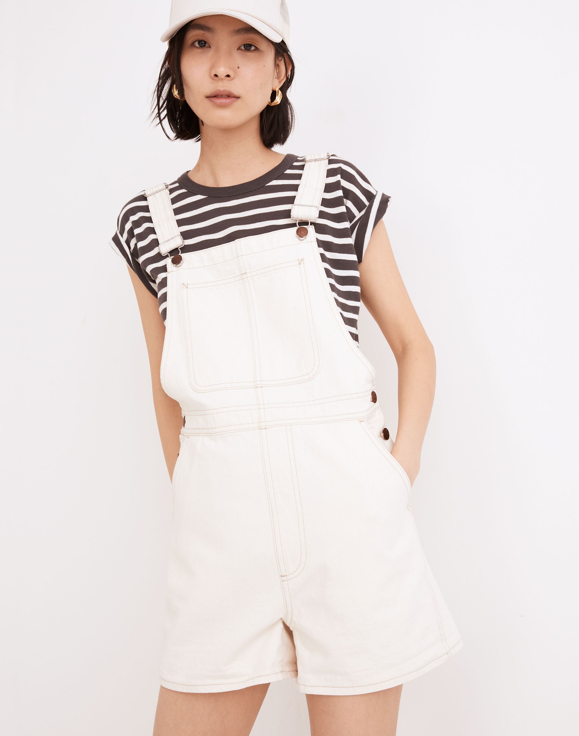 Denim Corsica Short Overalls in Vintage Canvas Wash