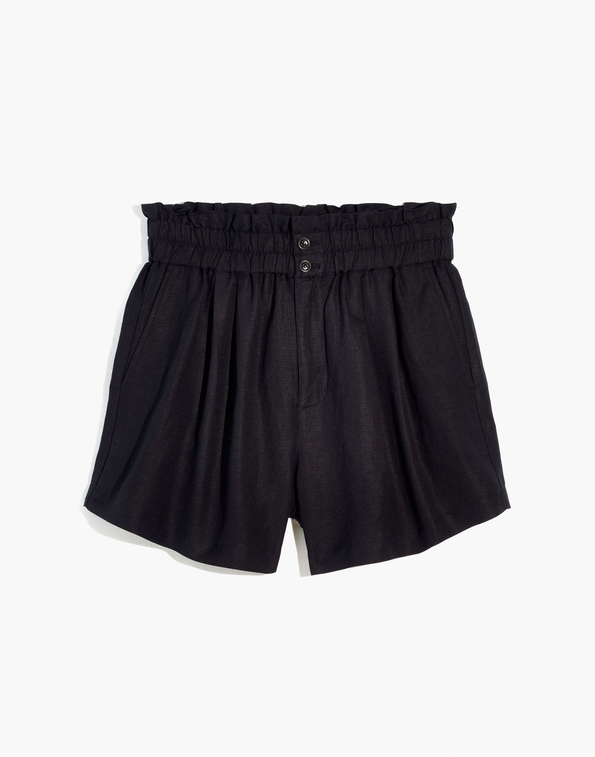 Linen-Blend Pull-On Paperbag Shorts