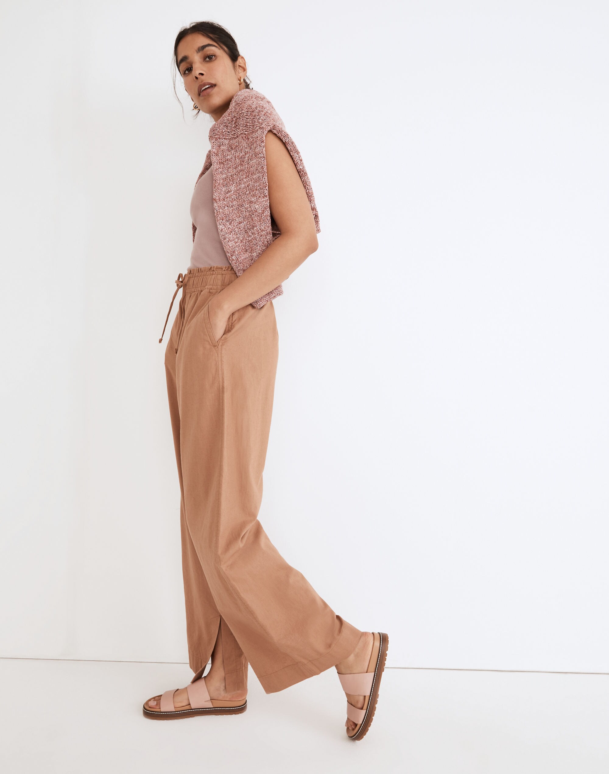 Pull-On High-Rise Wide-Leg Pants: Slit-Hem Edition