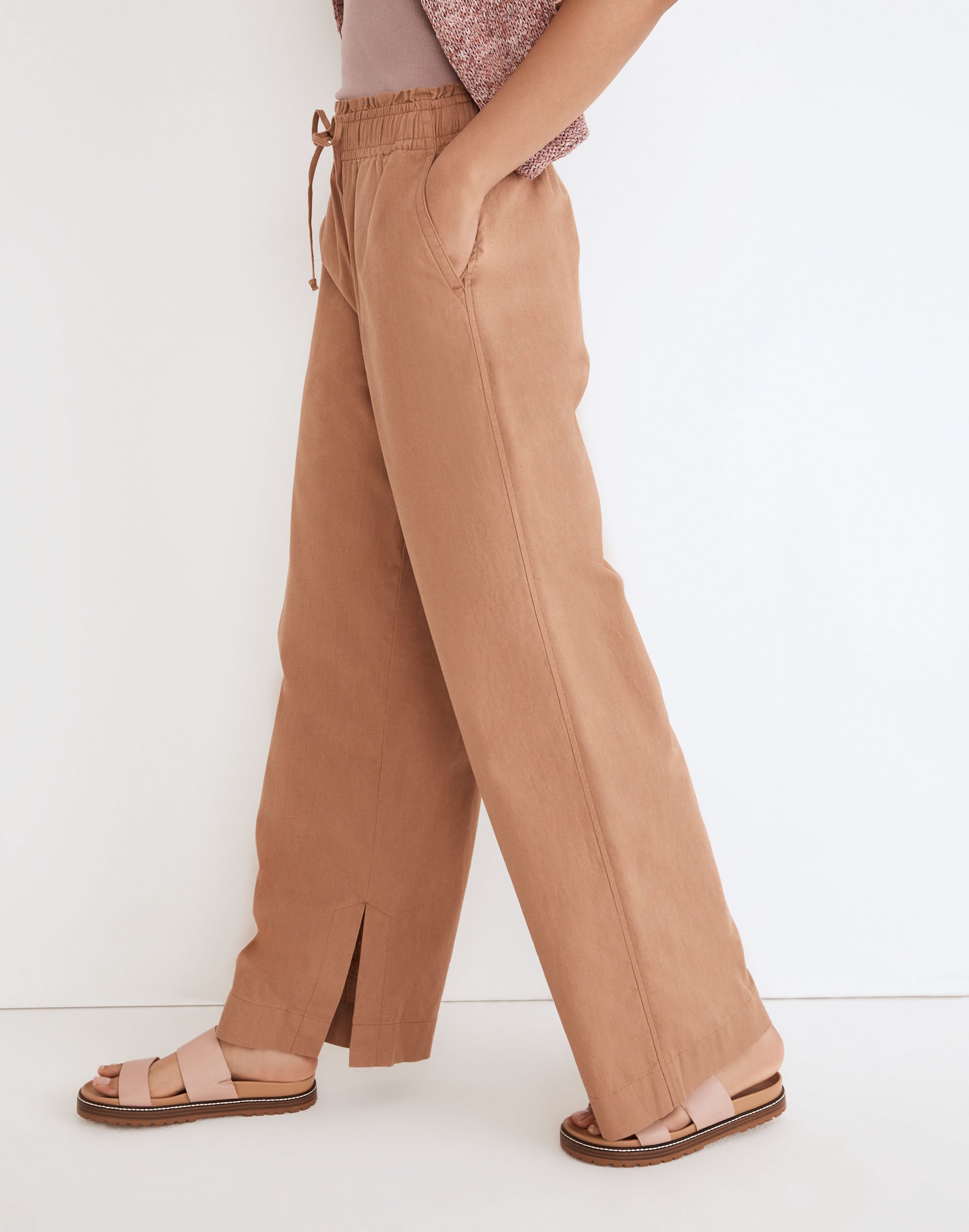 Pull-On High-Rise Wide-Leg Pants: Slit-Hem Edition