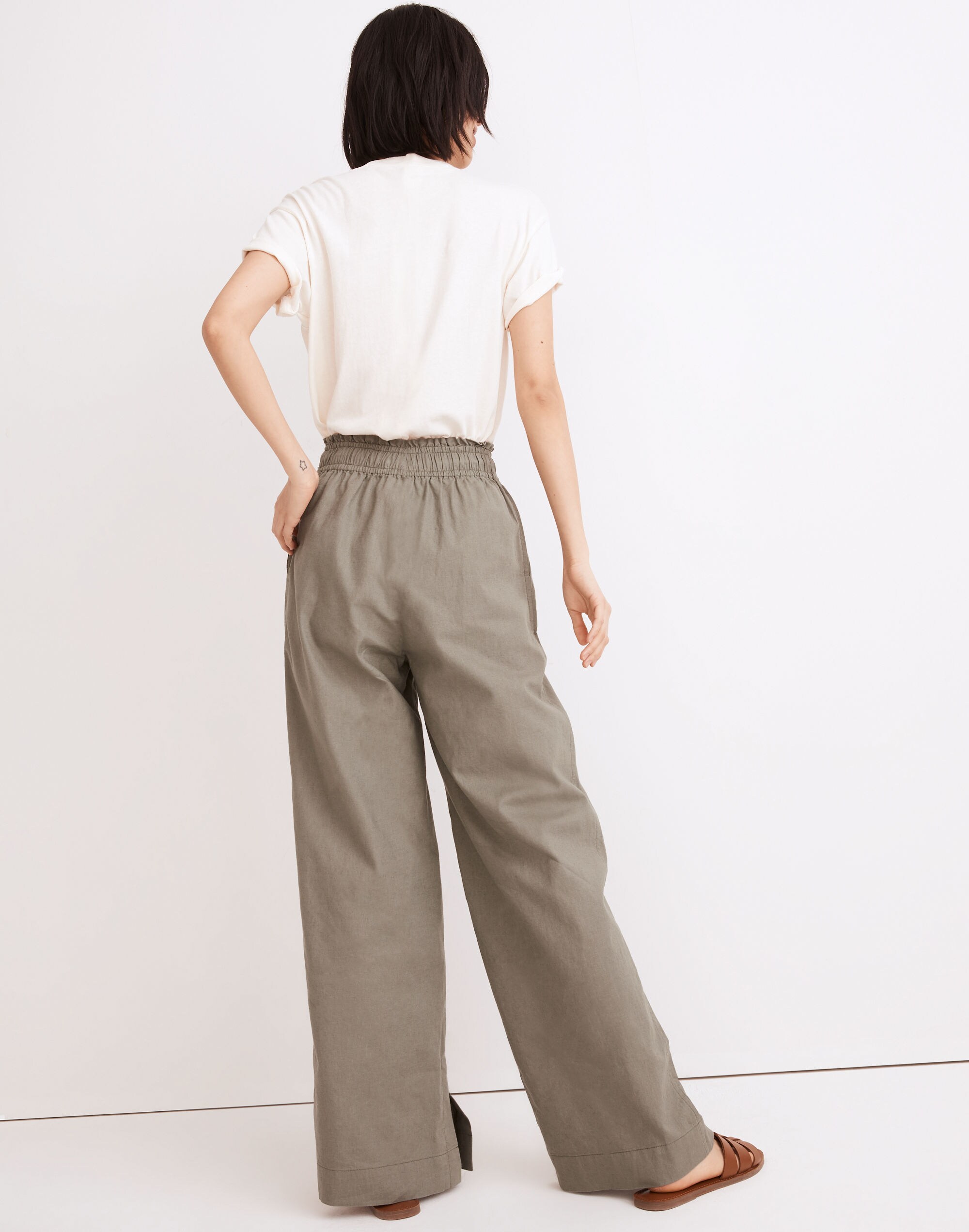 Pull-On High-Rise Wide-Leg Pants: Slit-Hem Edition