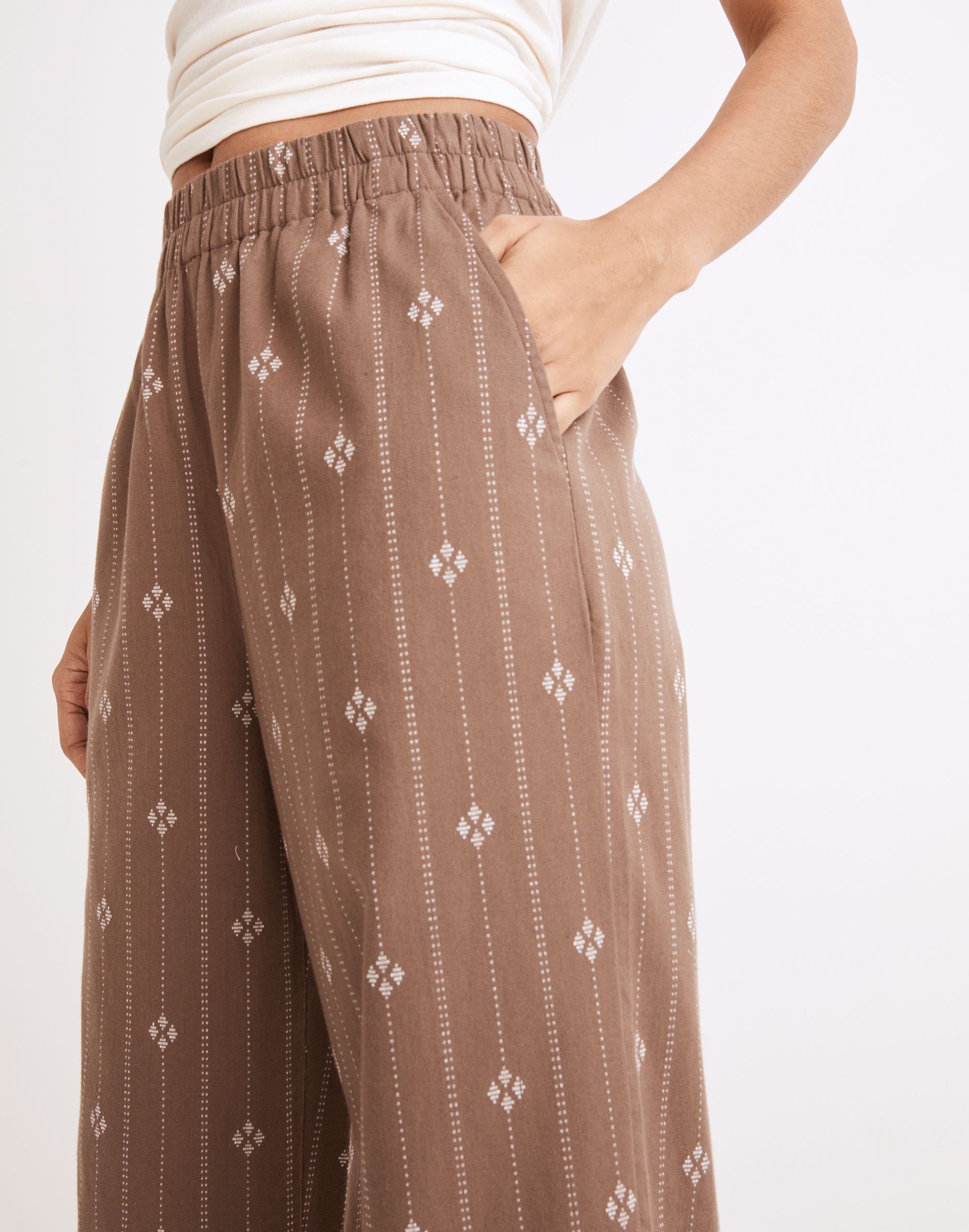 Pull-On High-Rise Straight Pants in Jacquard Stripe-Play