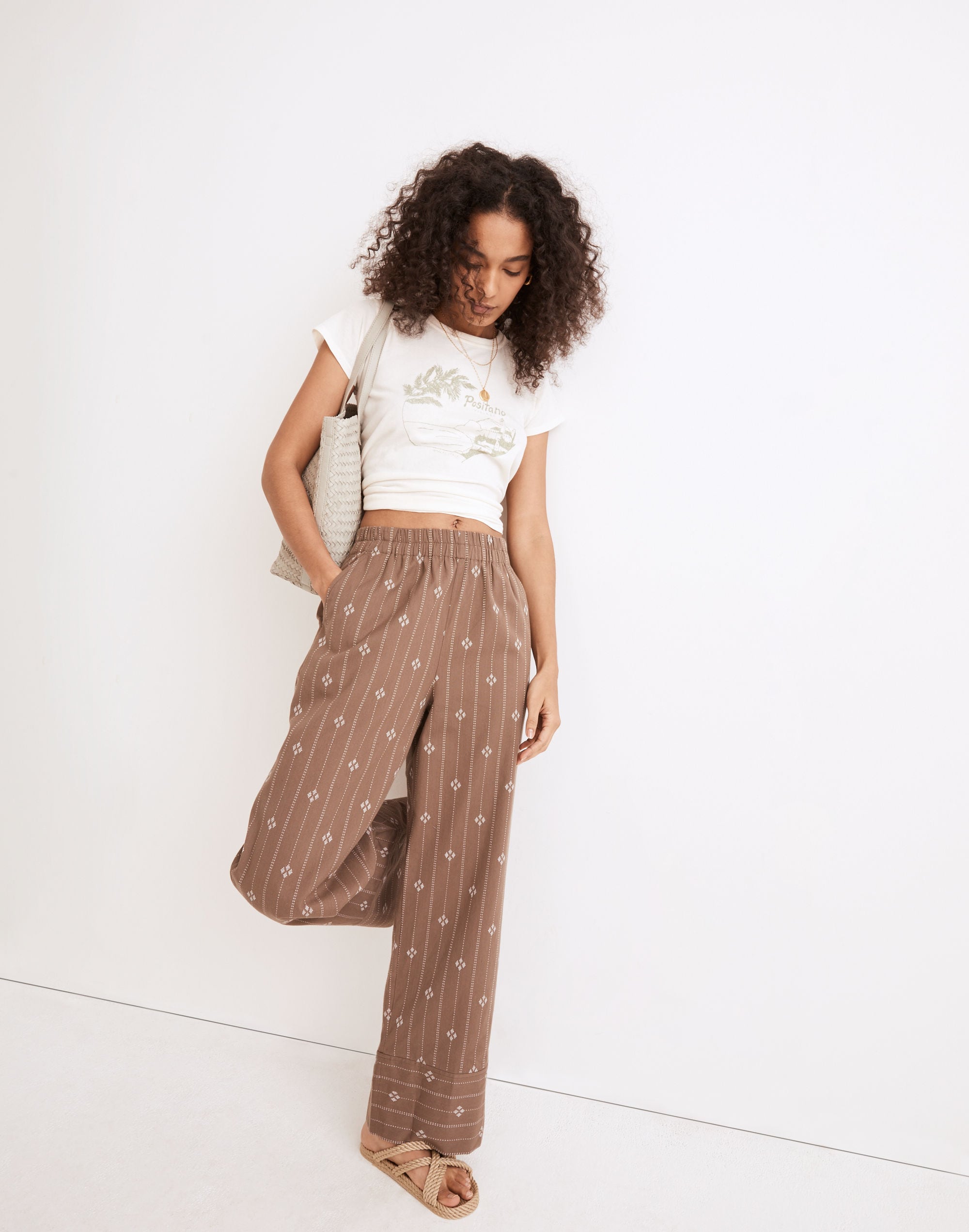 Pull-On High-Rise Straight Pants in Jacquard Stripe-Play