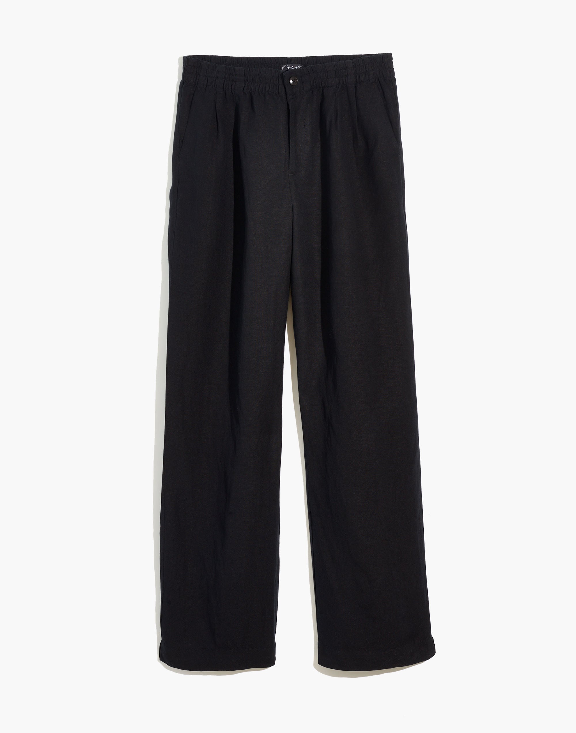 Linen-Blend Pull-On High-Rise Straight Pants
