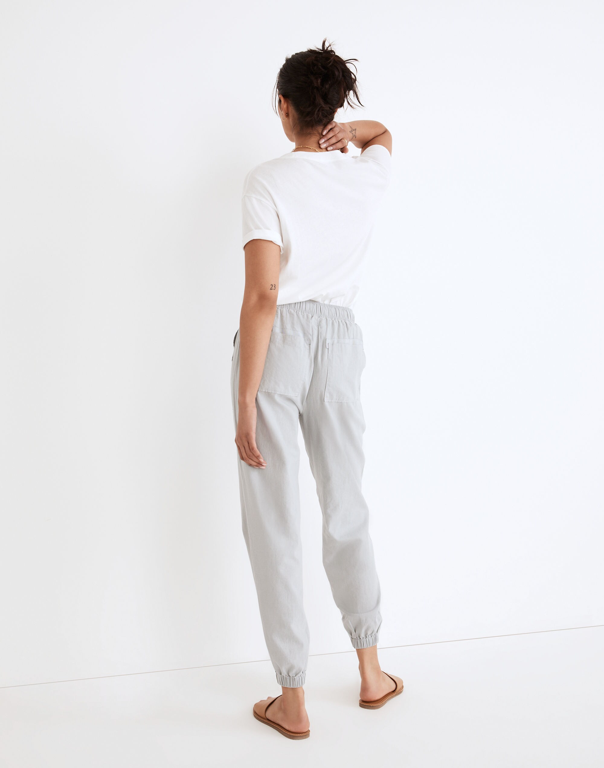 Hemp-Cotton Pull-On High-Rise Jogger Pants