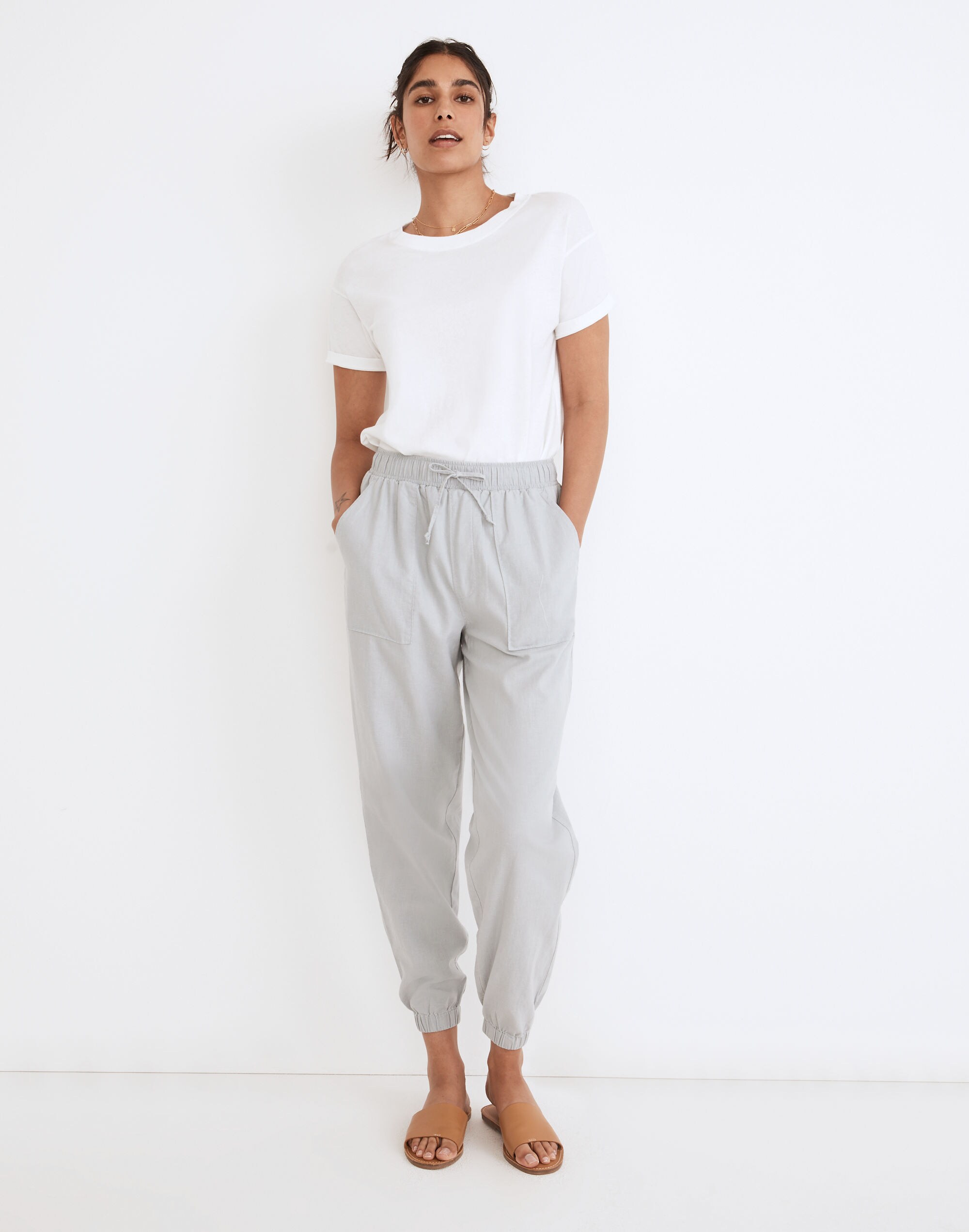 Hemp-Cotton Pull-On High-Rise Jogger Pants