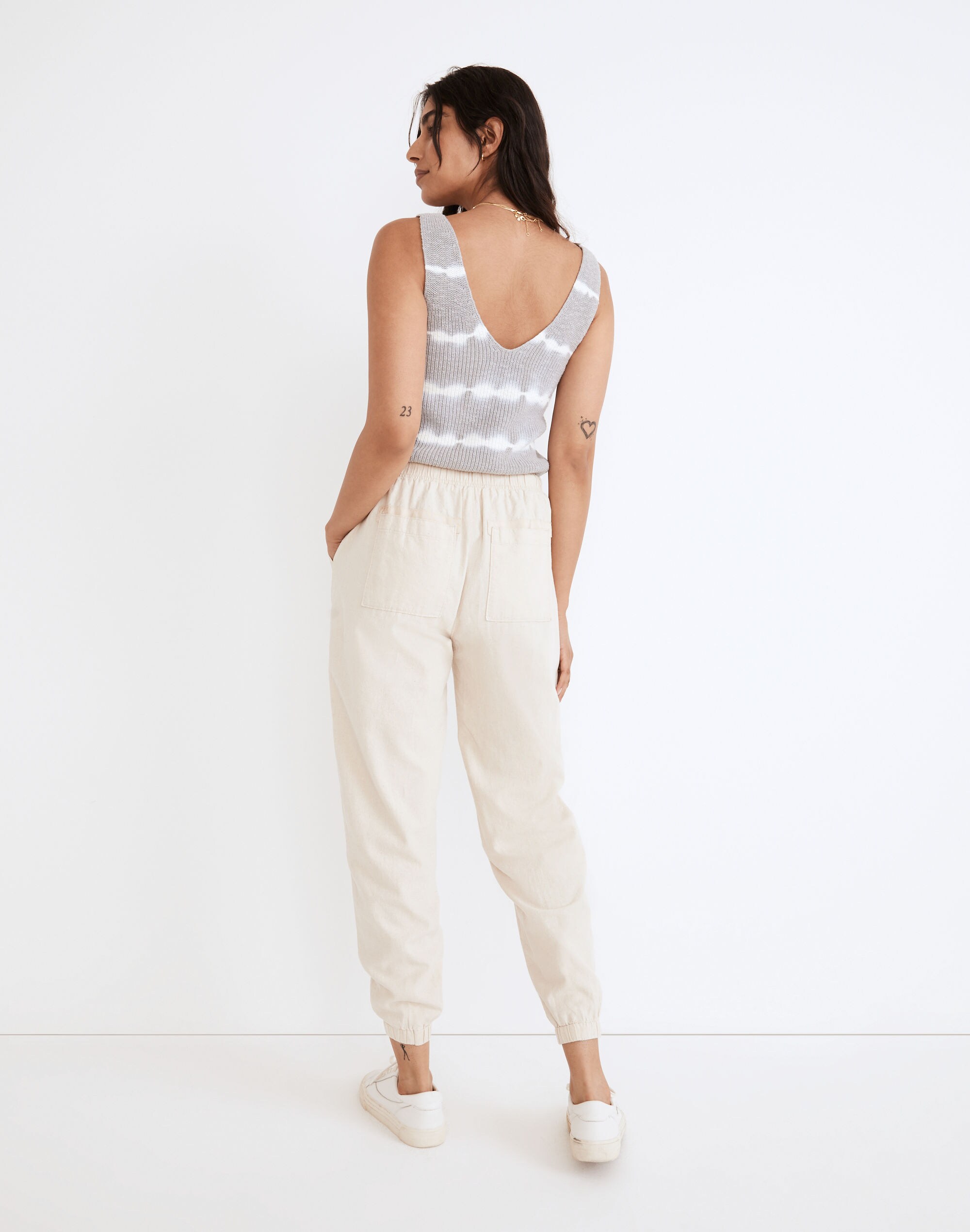 Hemp-Cotton Pull-On High-Rise Jogger Pants
