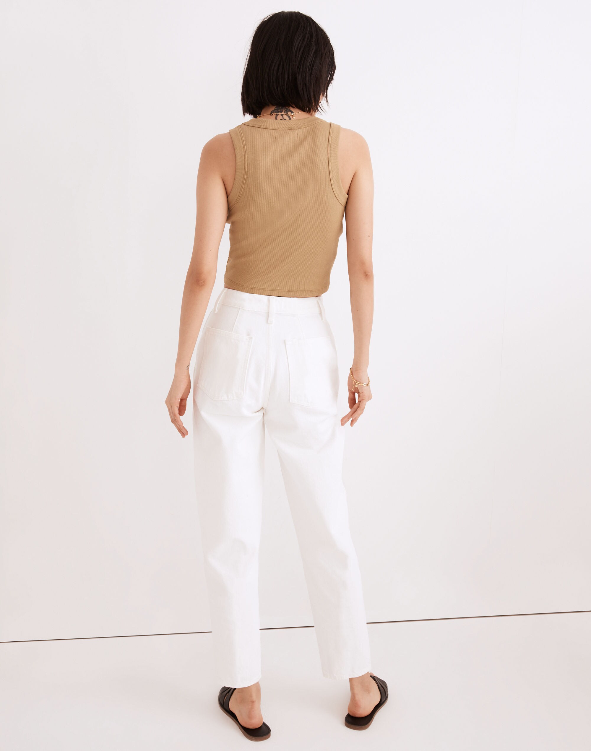 Balloon Jeans in Tile White: Button-Front Edition