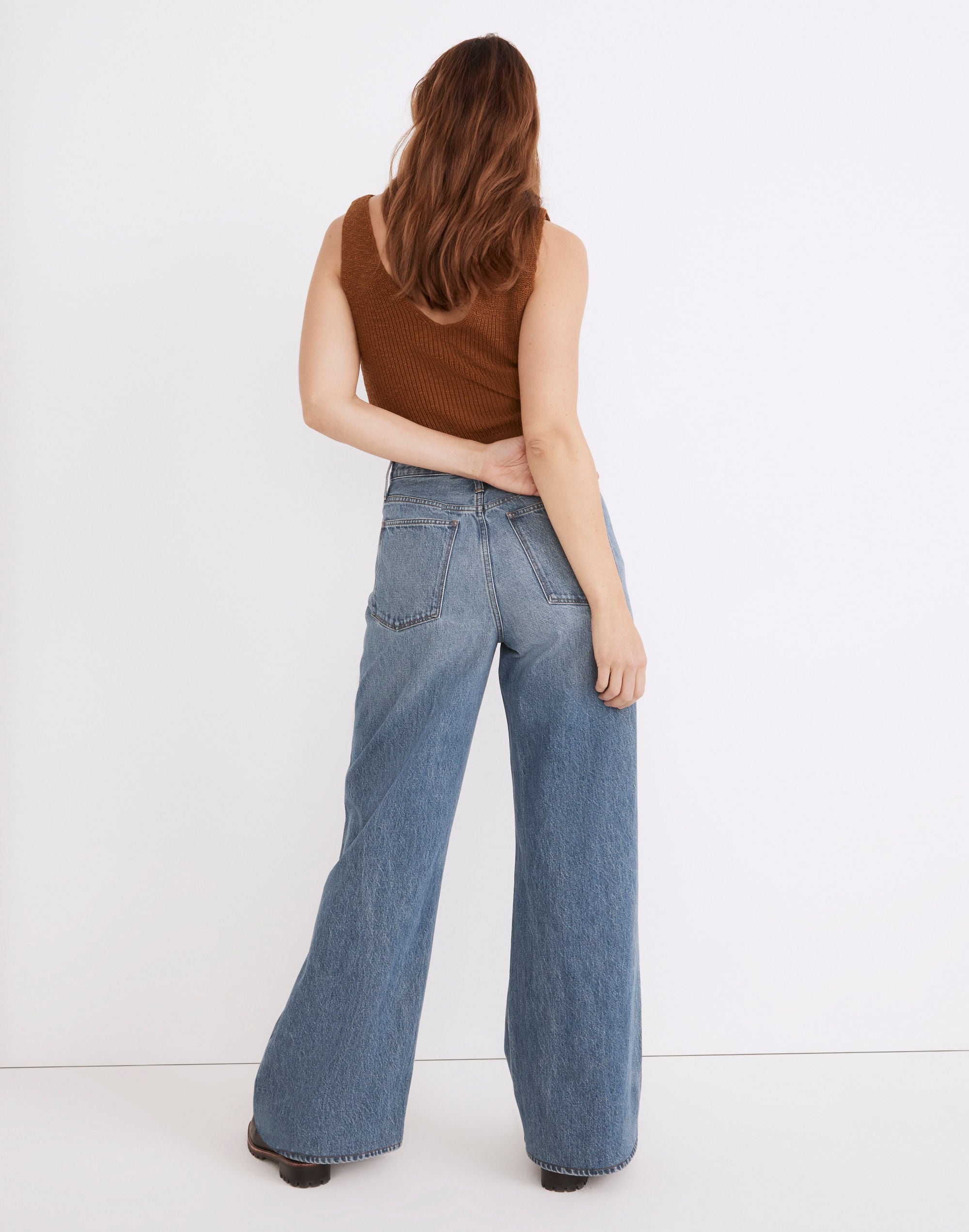 Superwide-Leg Jeans in Amcliffe Wash: Knee-Rip Edition