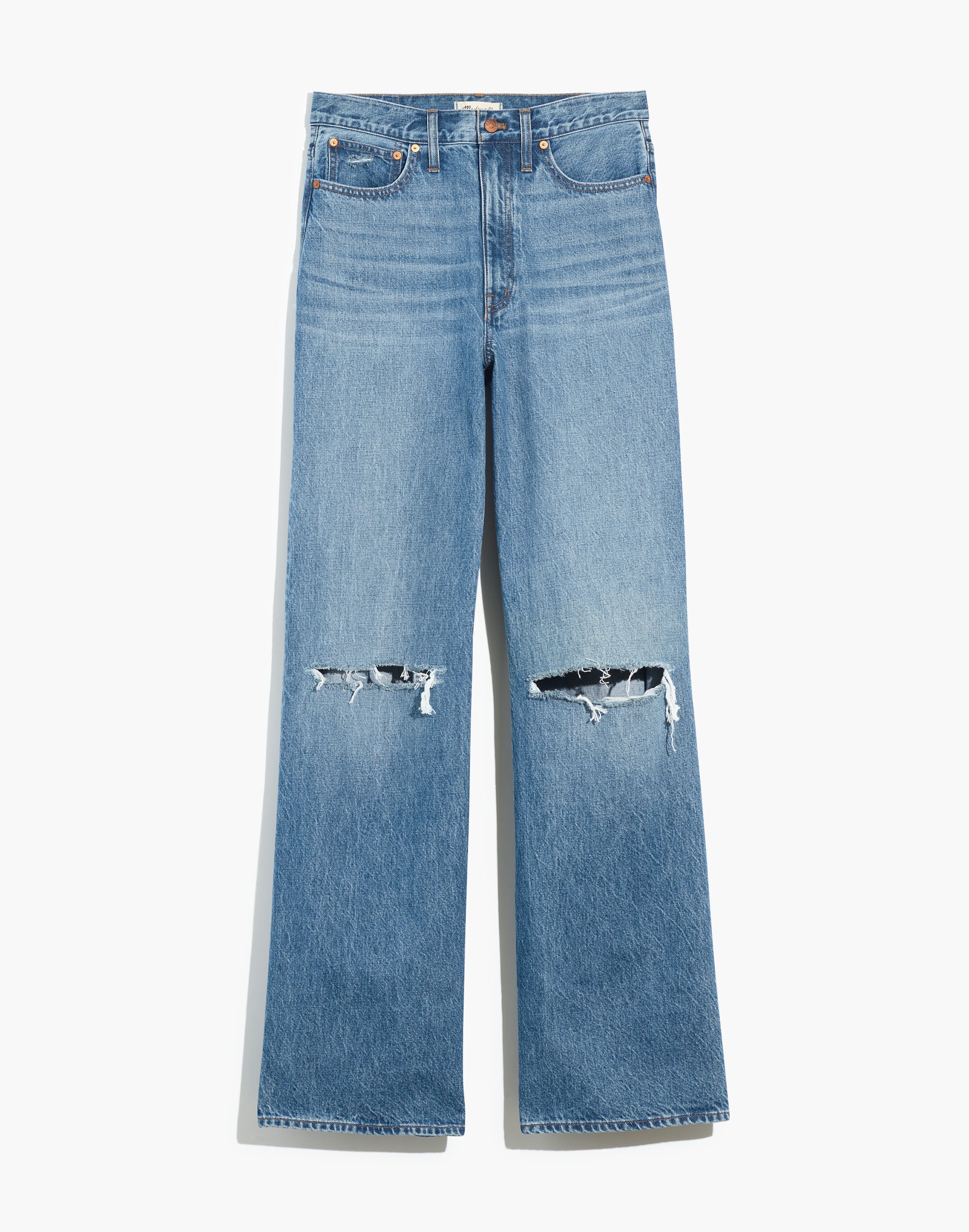 Superwide-Leg Jeans in Amcliffe Wash: Knee-Rip Edition