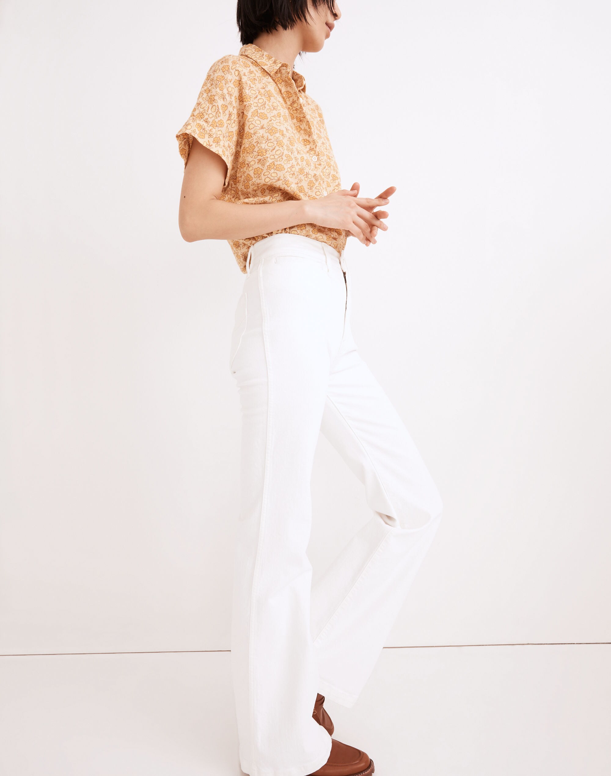 11" High-Rise Flare Jeans in Tile White: Trouser Edition