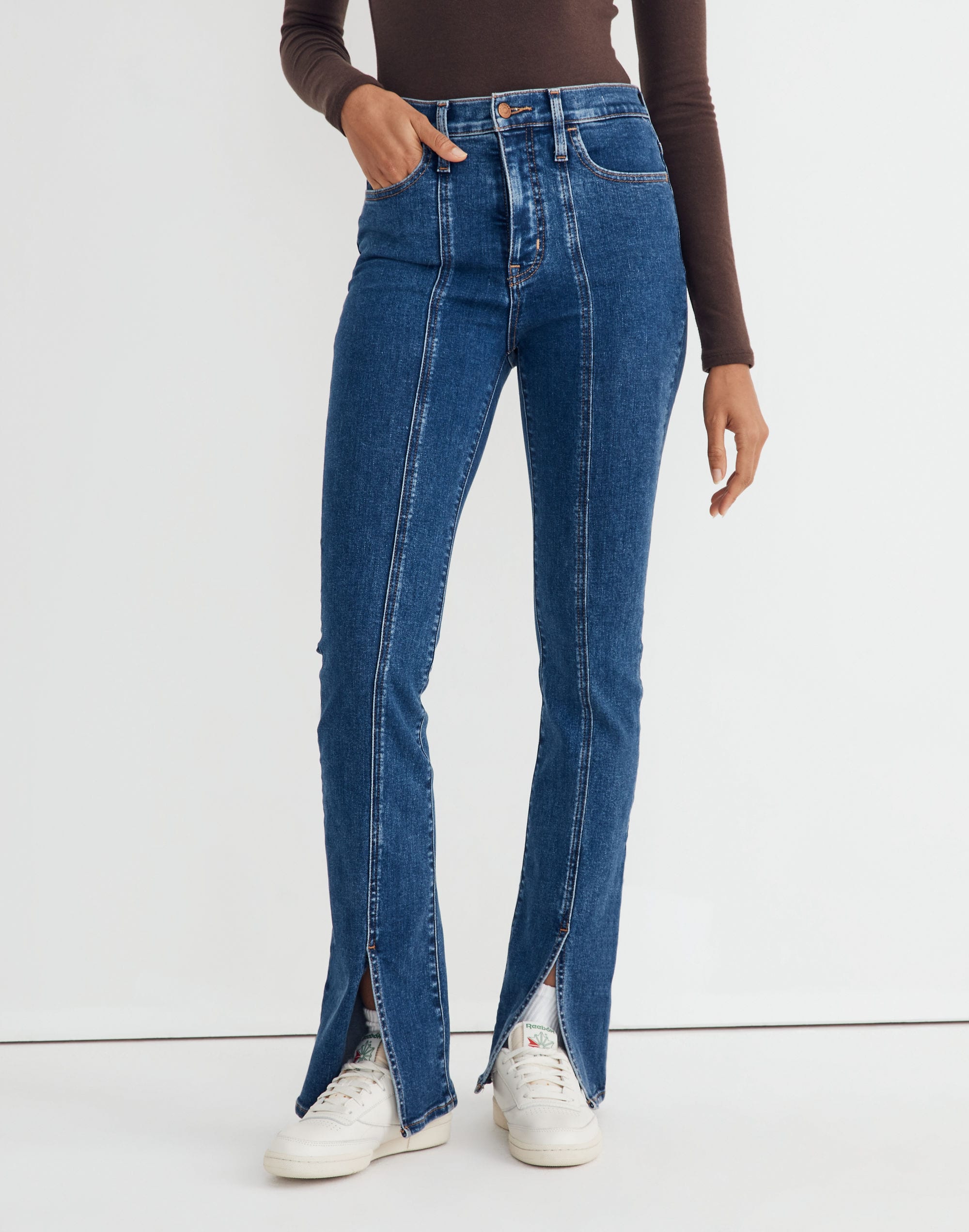 Skinny Flare Jeans in Sevier Wash: Seamed Edition