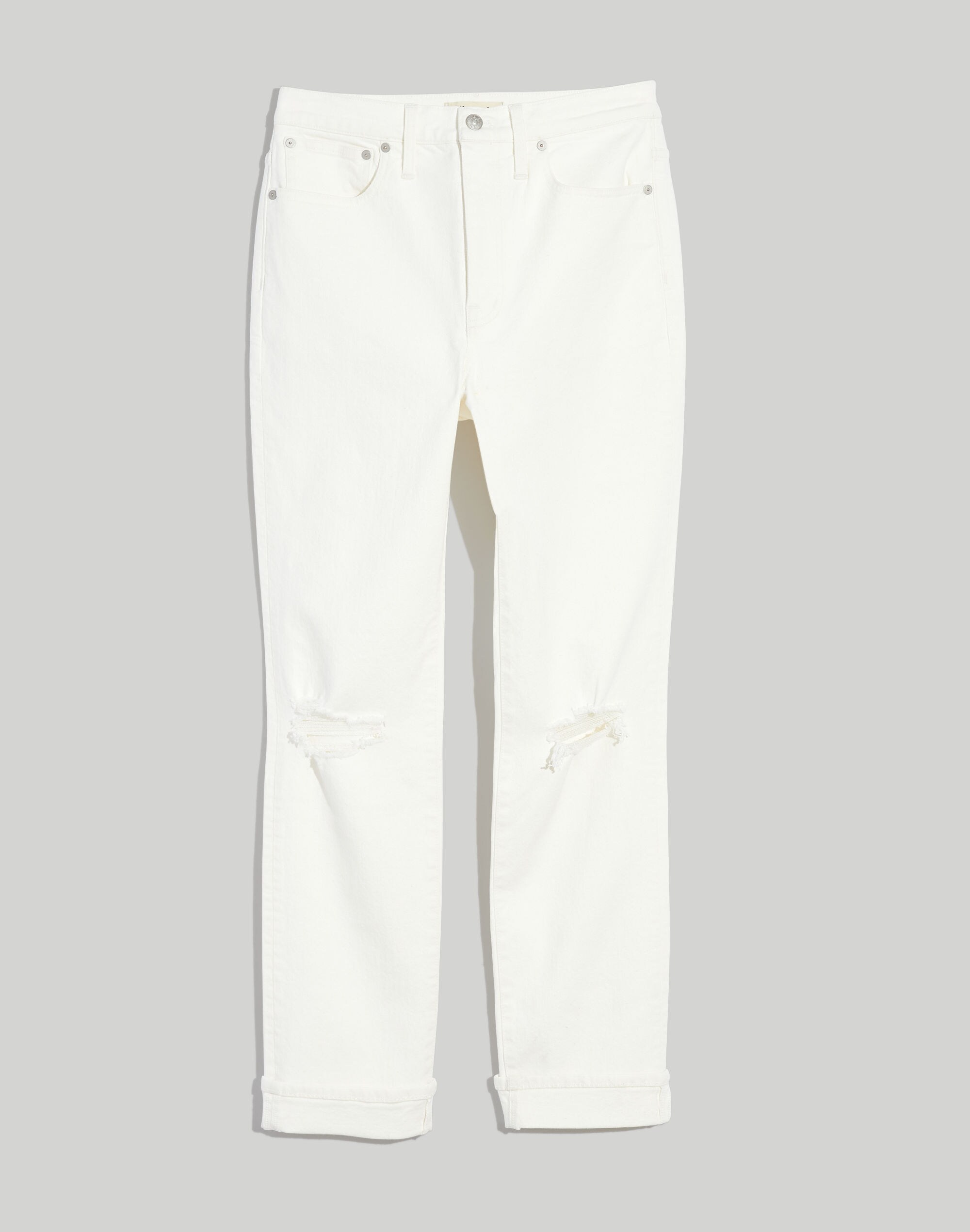 The High-Rise Slim Boyjean in Tile White