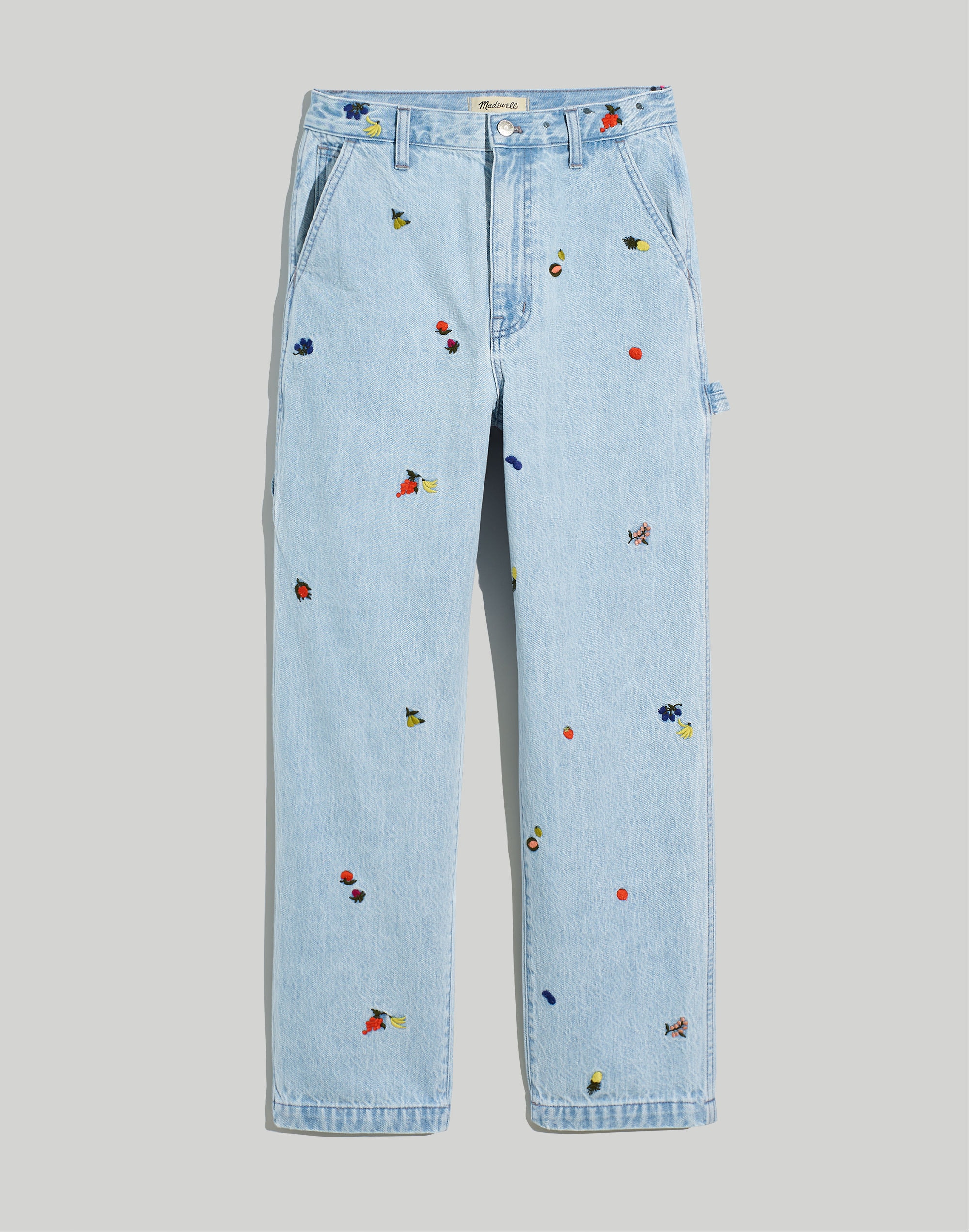 Baggy Straight Carpenter Jeans: Fruit Embroidered Edition