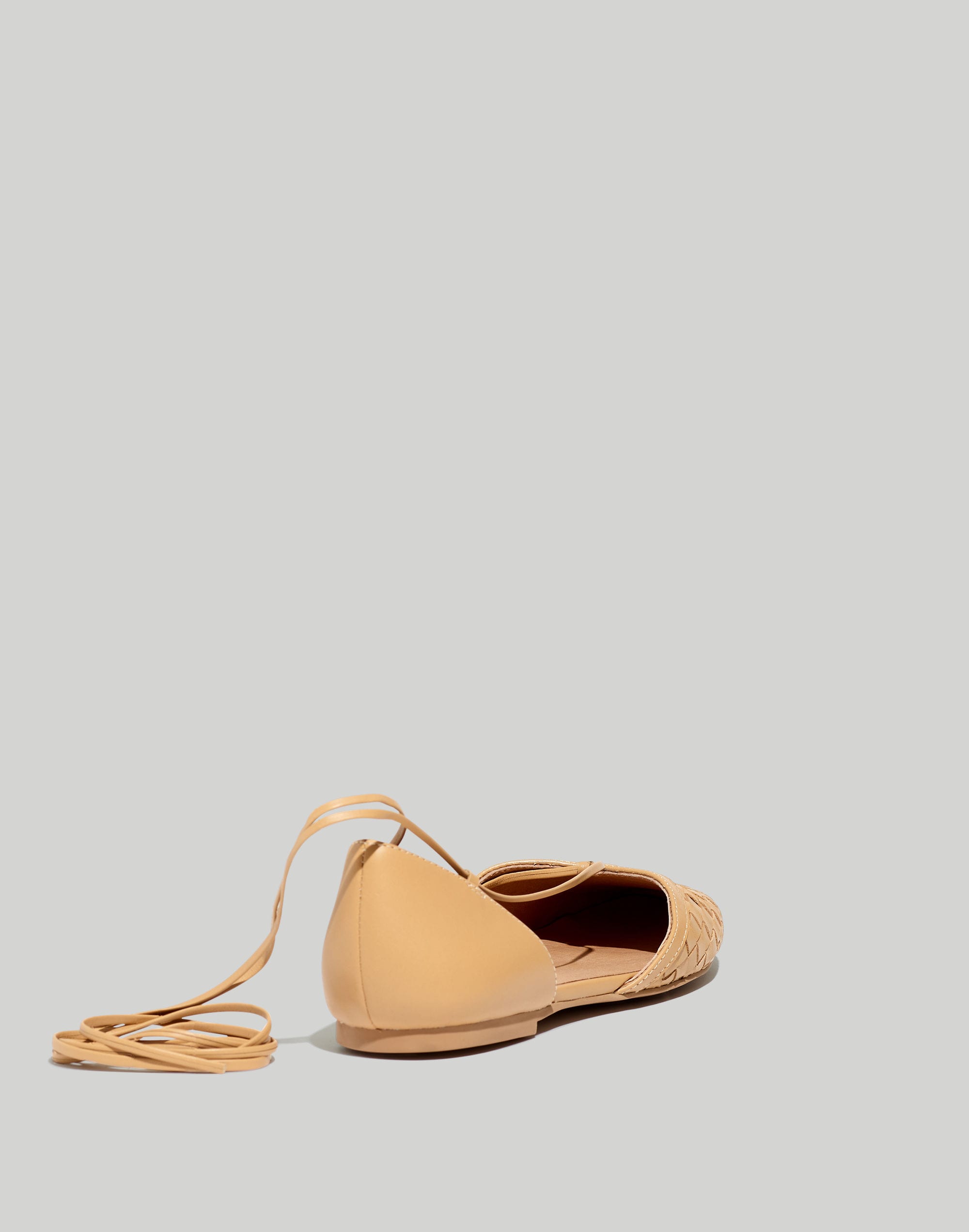 The Celina Lace-Up Flat in Woven Leather